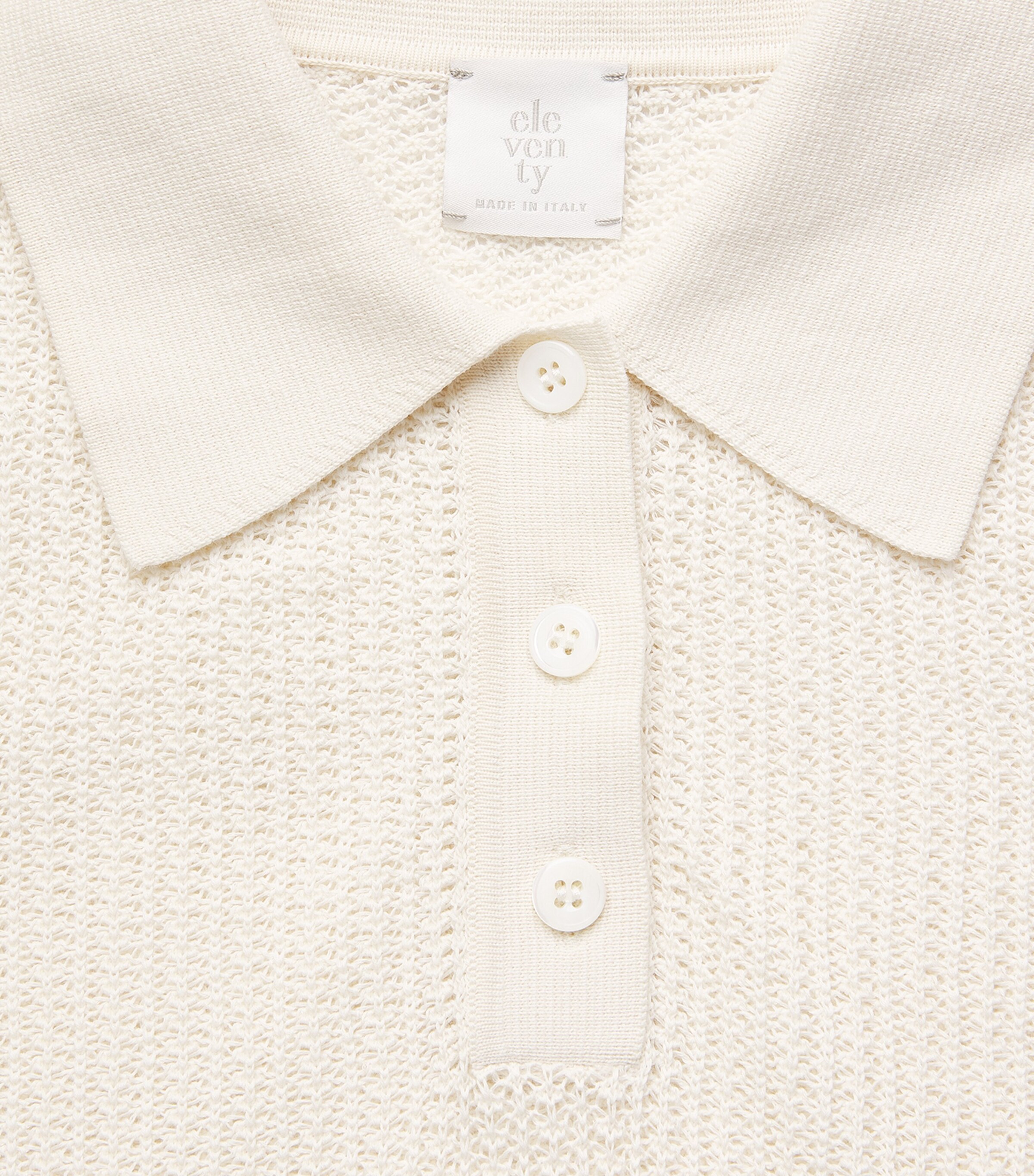 Eleventy Womens Cotton Knitted Polo Shirt Avorio Image 6