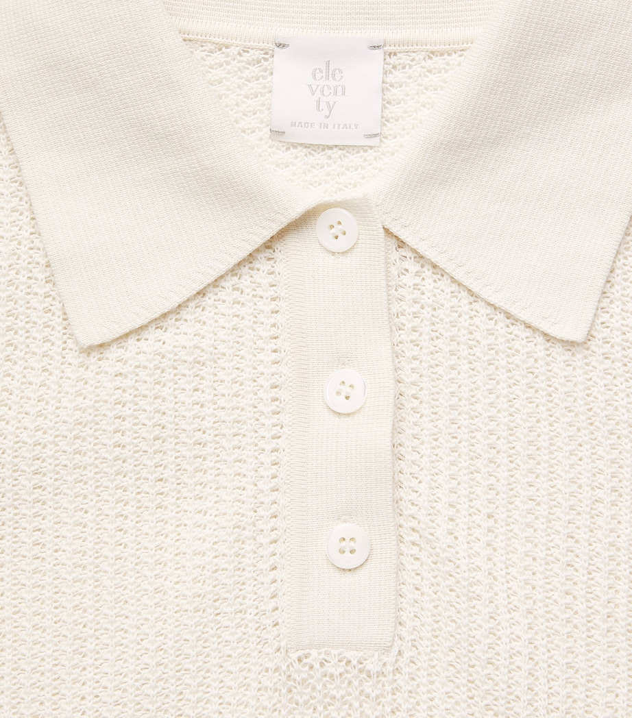 Eleventy Womens Cotton Knitted Polo Shirt Avorio Image 6