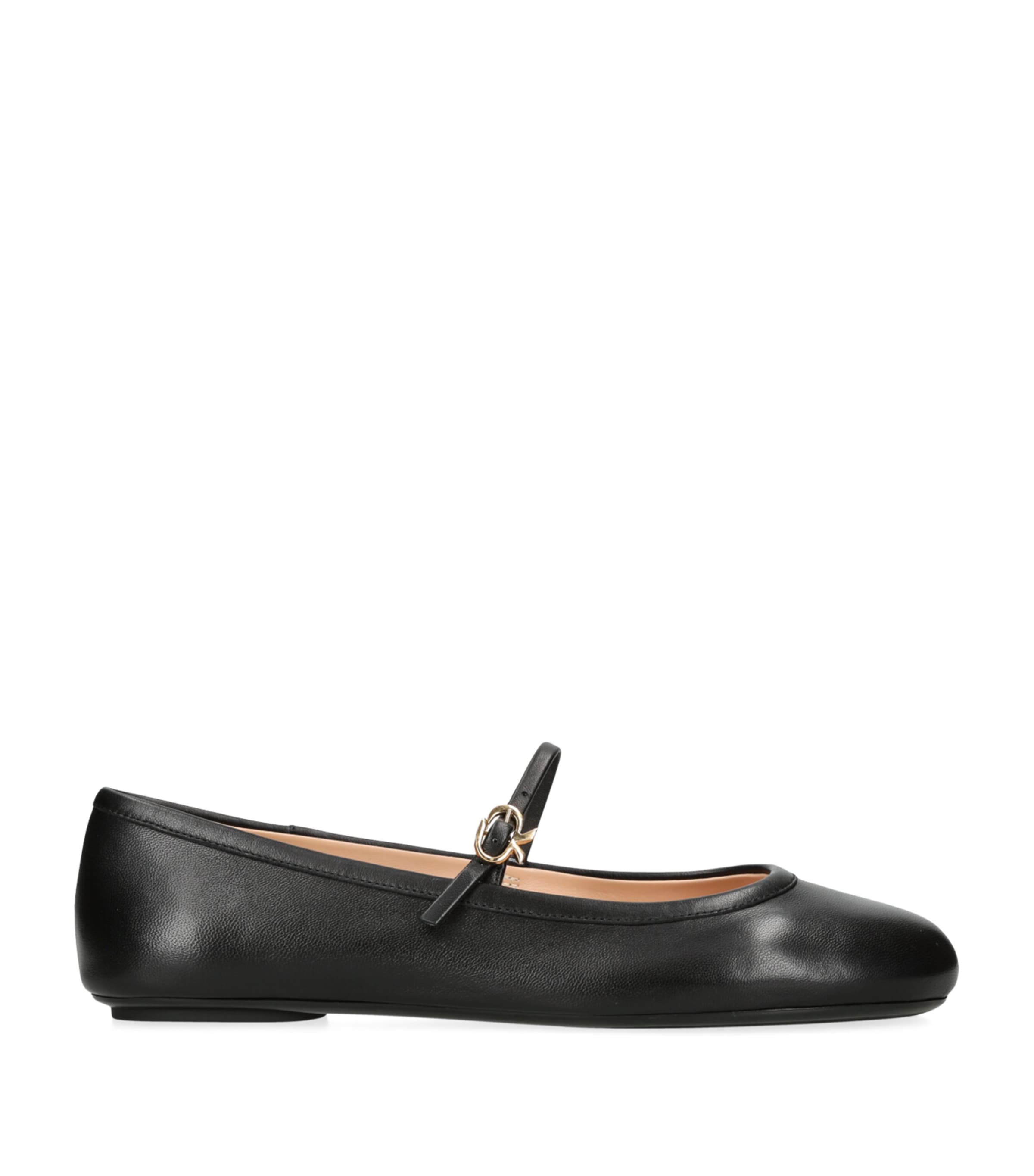 Gianvito Rossi Leather Ballet Flats In Black