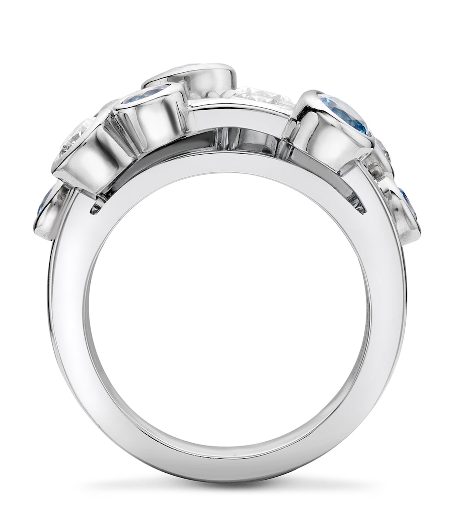 Platinum, Diamond and Aquamarine Raindance Cluster Ring PLATINUM Image 3