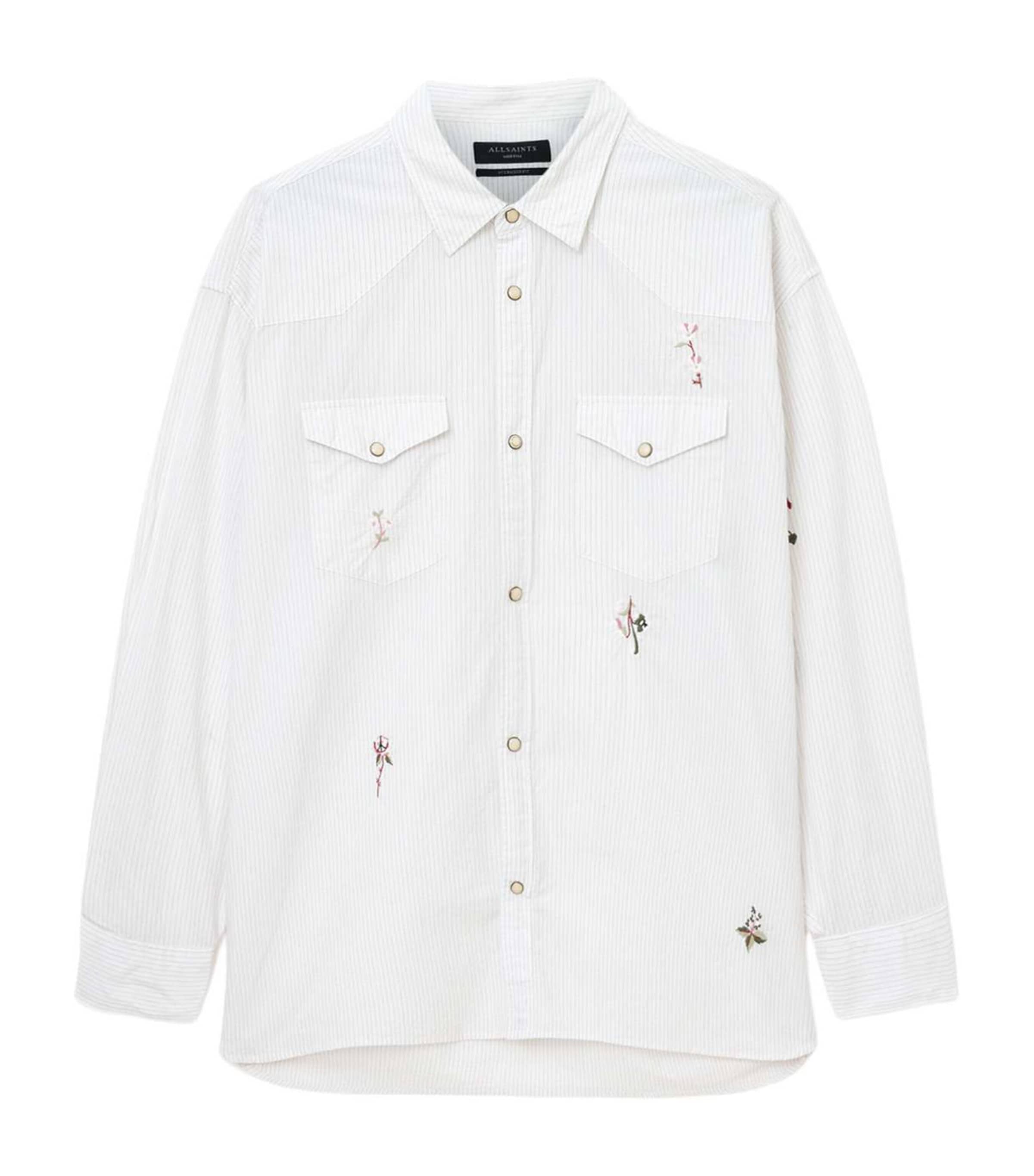 AllSaints Mens Organic Cotton Portman Shirt Off White Image 1