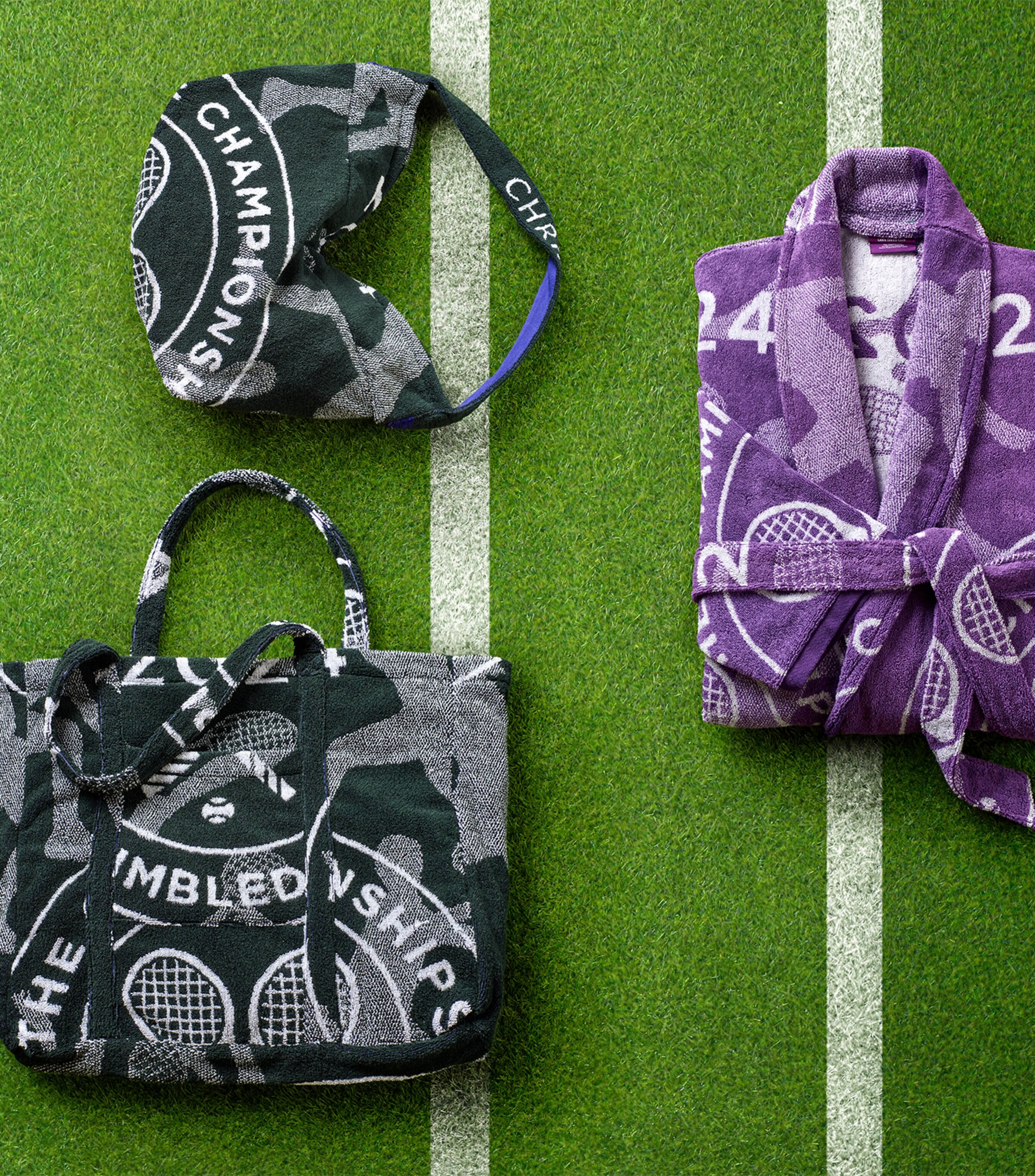 x Wimbledon Towelling Upcycle Scoop Bag GREEN Image 2