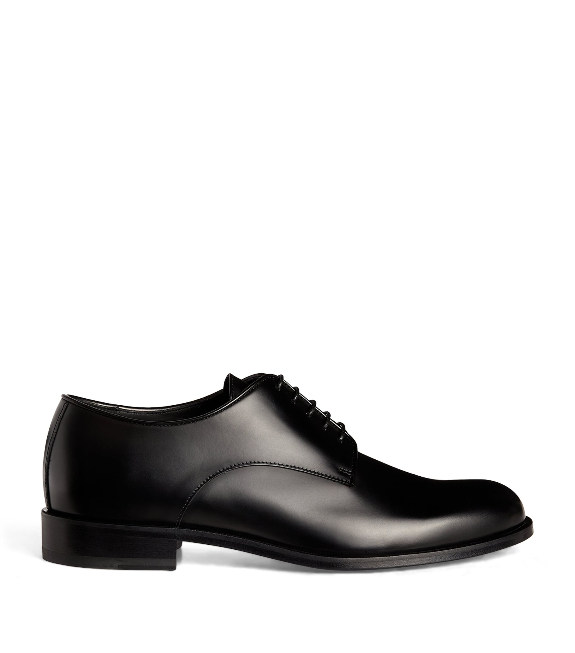 Giorgio Armani Almond Toe Lace-up Leather Shoes In Black