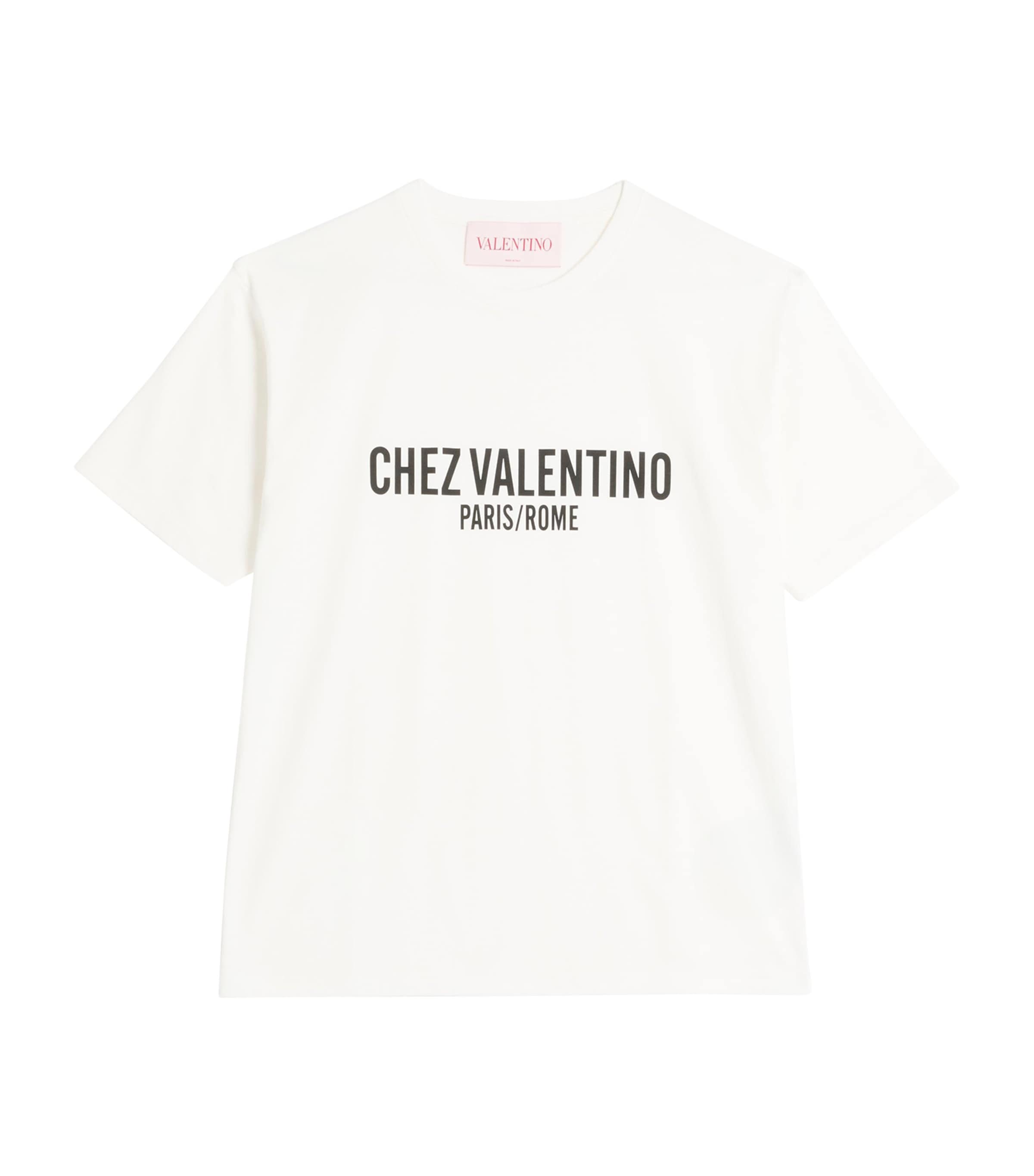 Valentino Cotton Crew Neck T-shirt With Graphic Print In Ivory