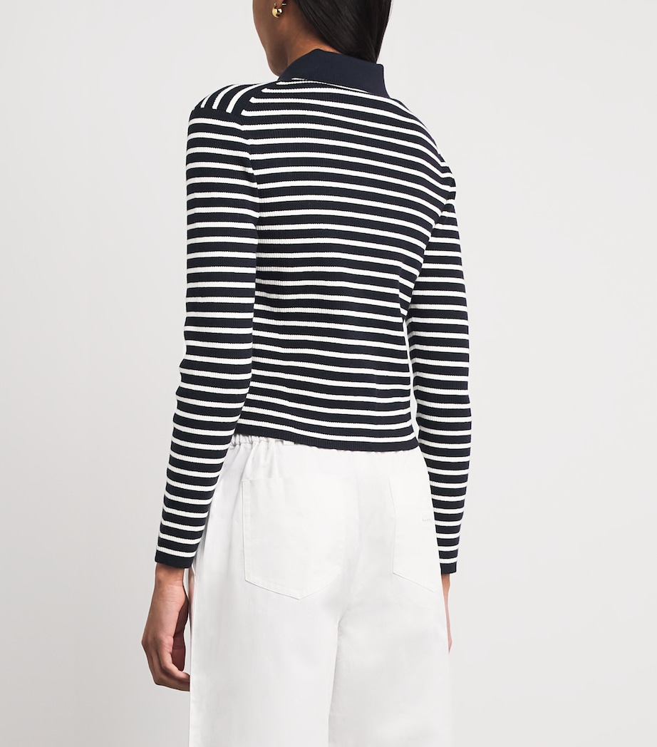 Maje Womens Rib-Knit Stripe Cardigan Navy Image 5
