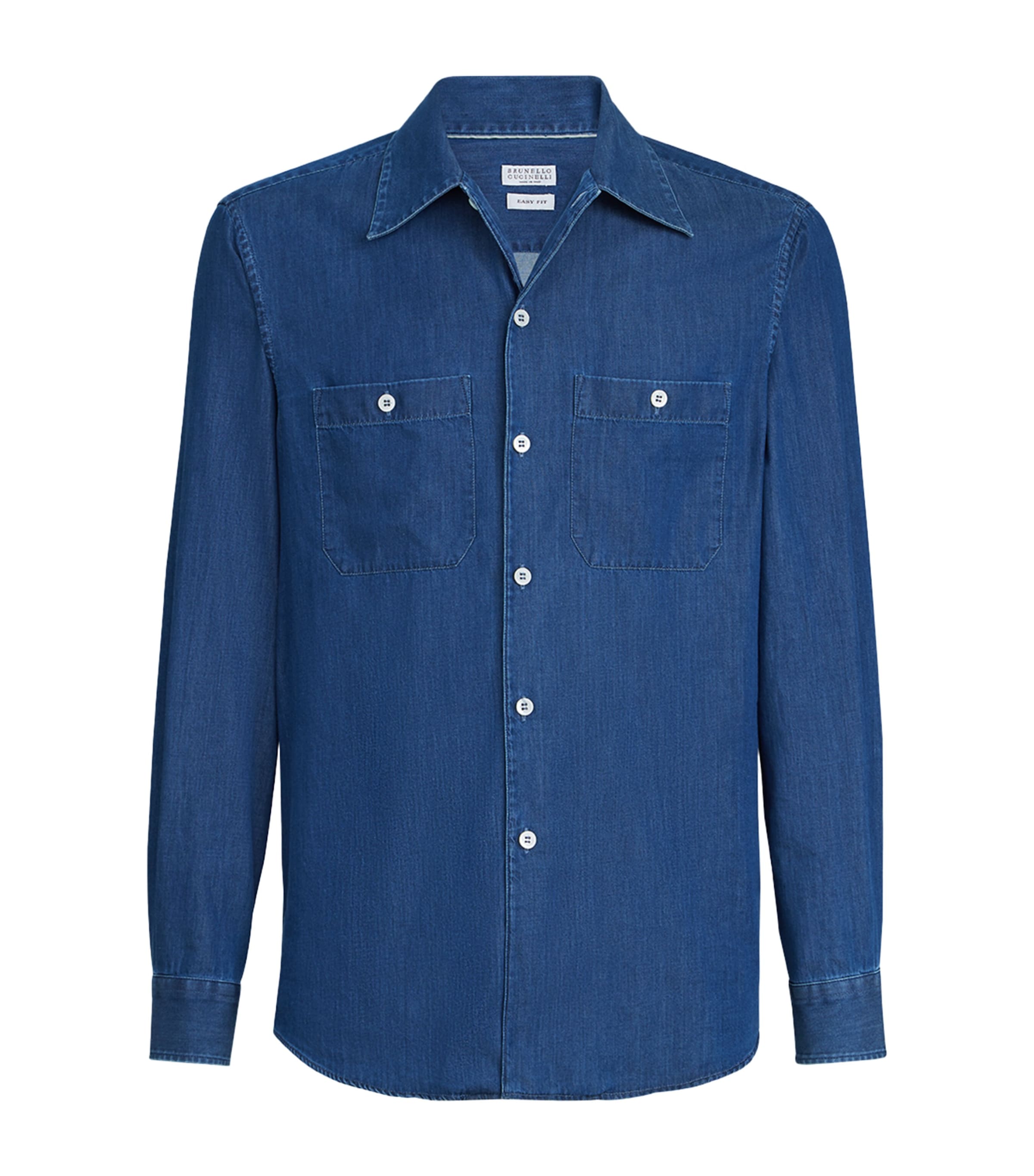 Brunello Cucinelli Mens Denim Easy-Fit Shirt Image 1