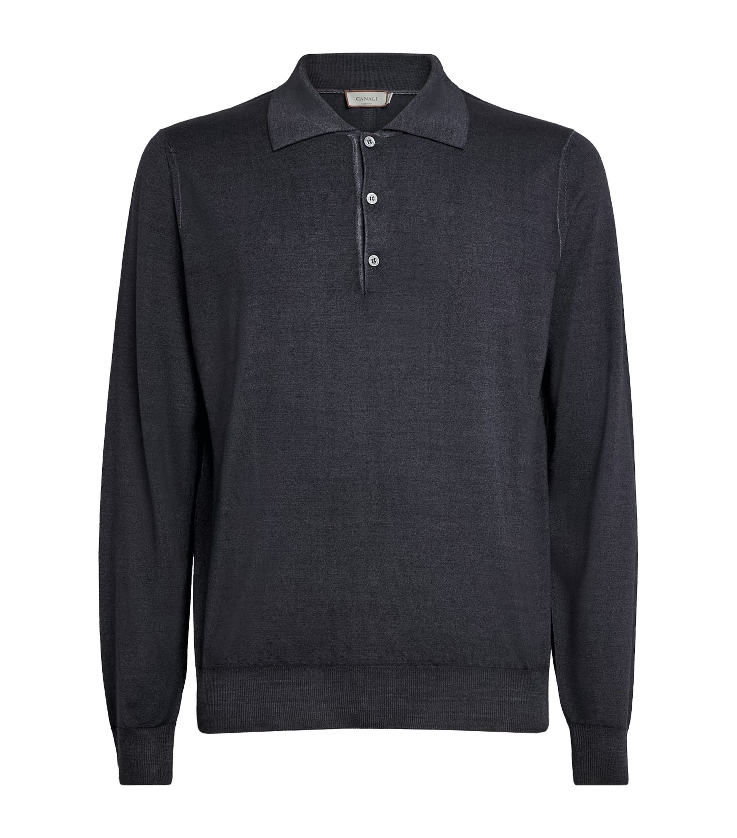 Canali Wool-silk Polo Sweater In Black