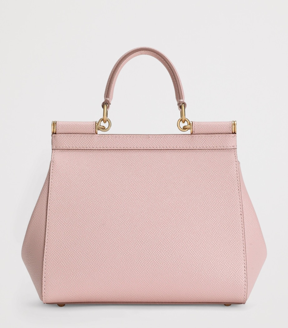 Dolce&Gabbana Small Leather Sicily Top-Handle Bag Flesh Pin Image 4
