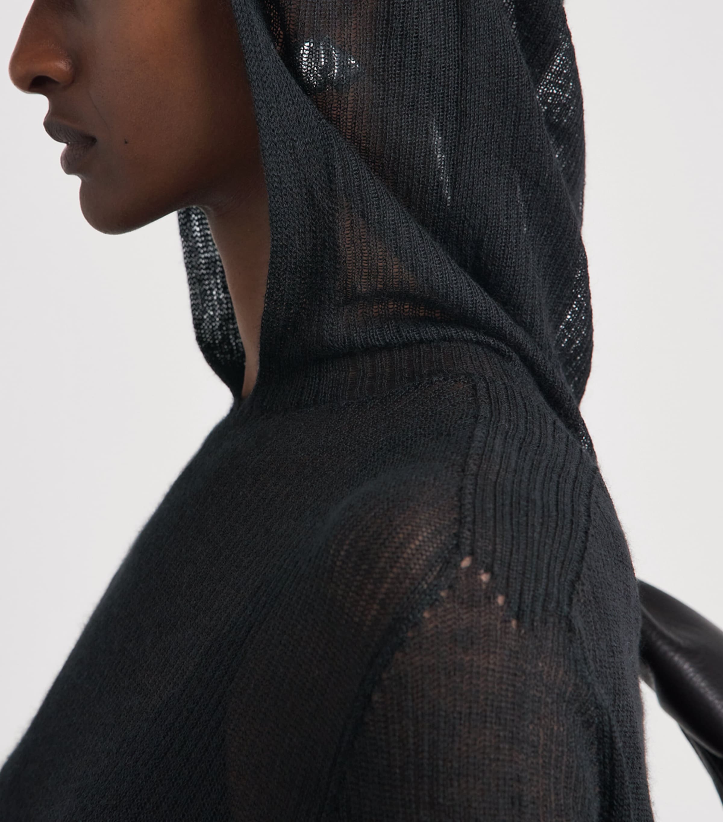 Rick Owens Womens Cashmere Tower Hoodie Black Image 3
