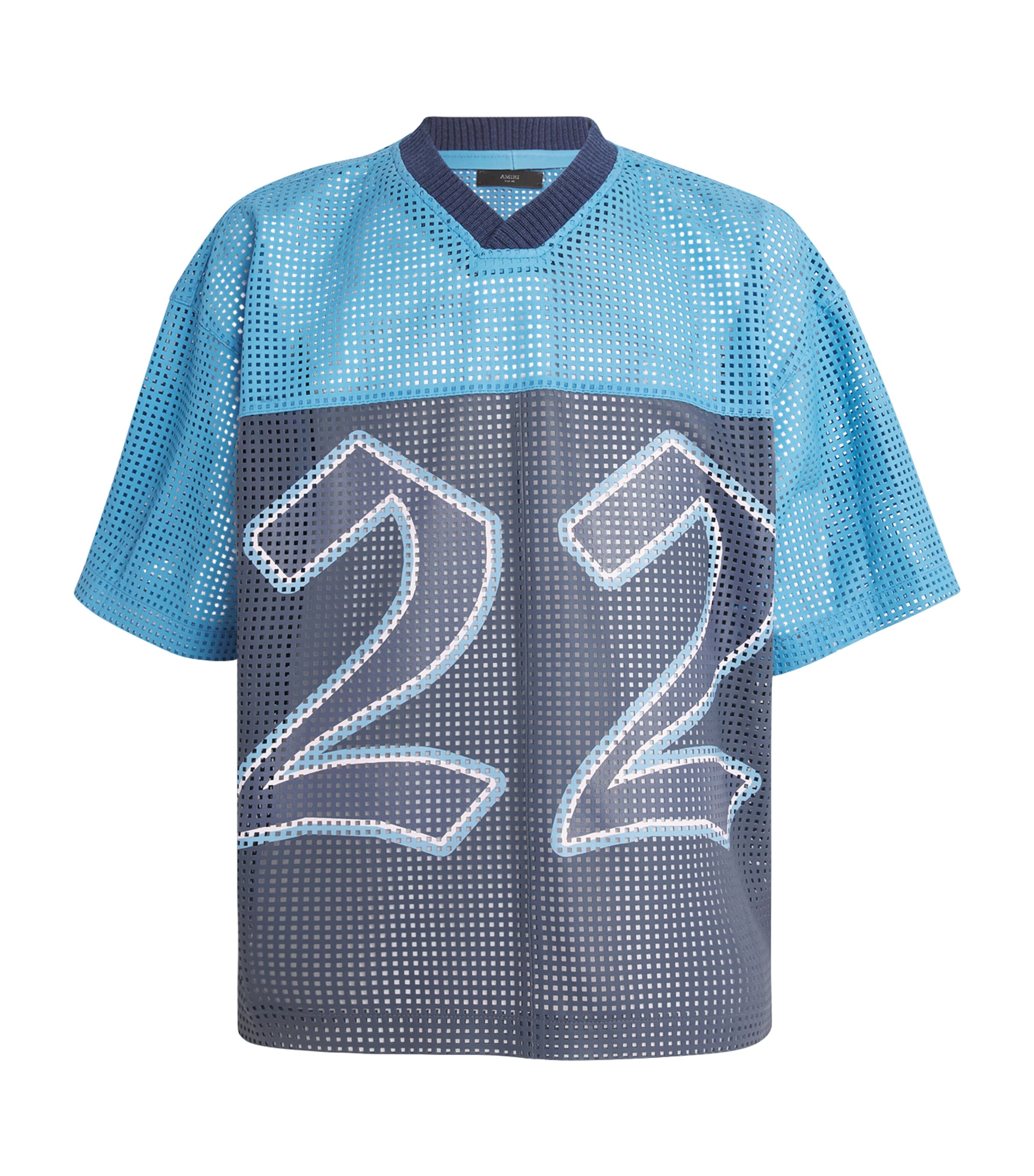 AMIRI Mens Oversized Leather T-Shirt Ashley Blue Image 1