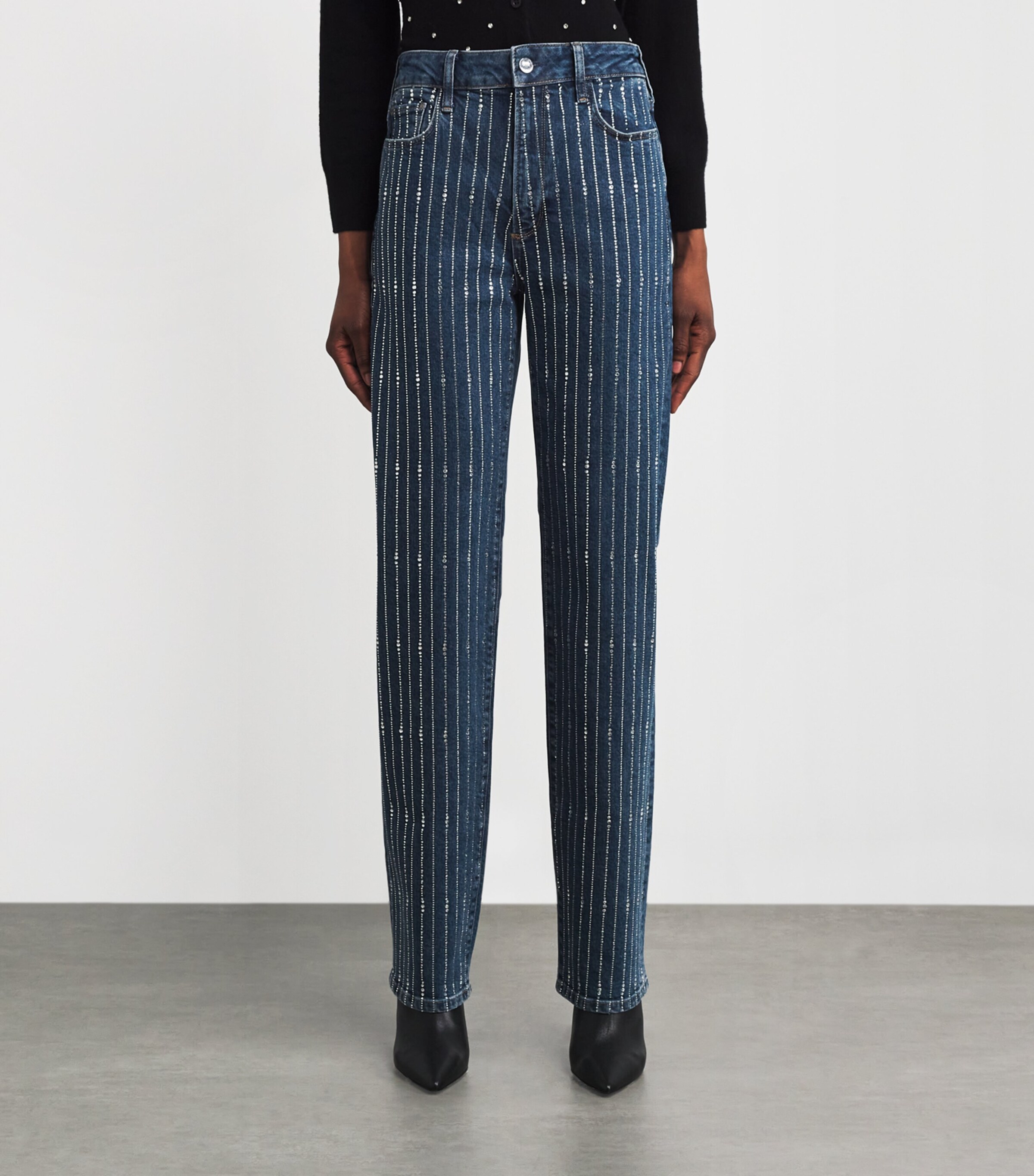 Embellished Stevie High-Rise Straight Jeans MILLENIUM EMB Image 3