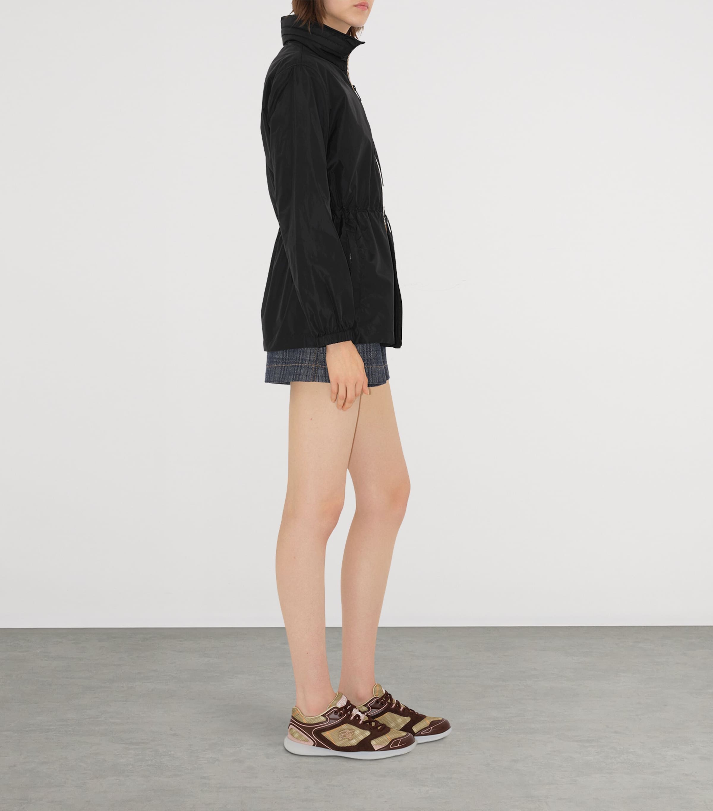 Technical Adaptable Check-Trim Parka BLACK Image 7