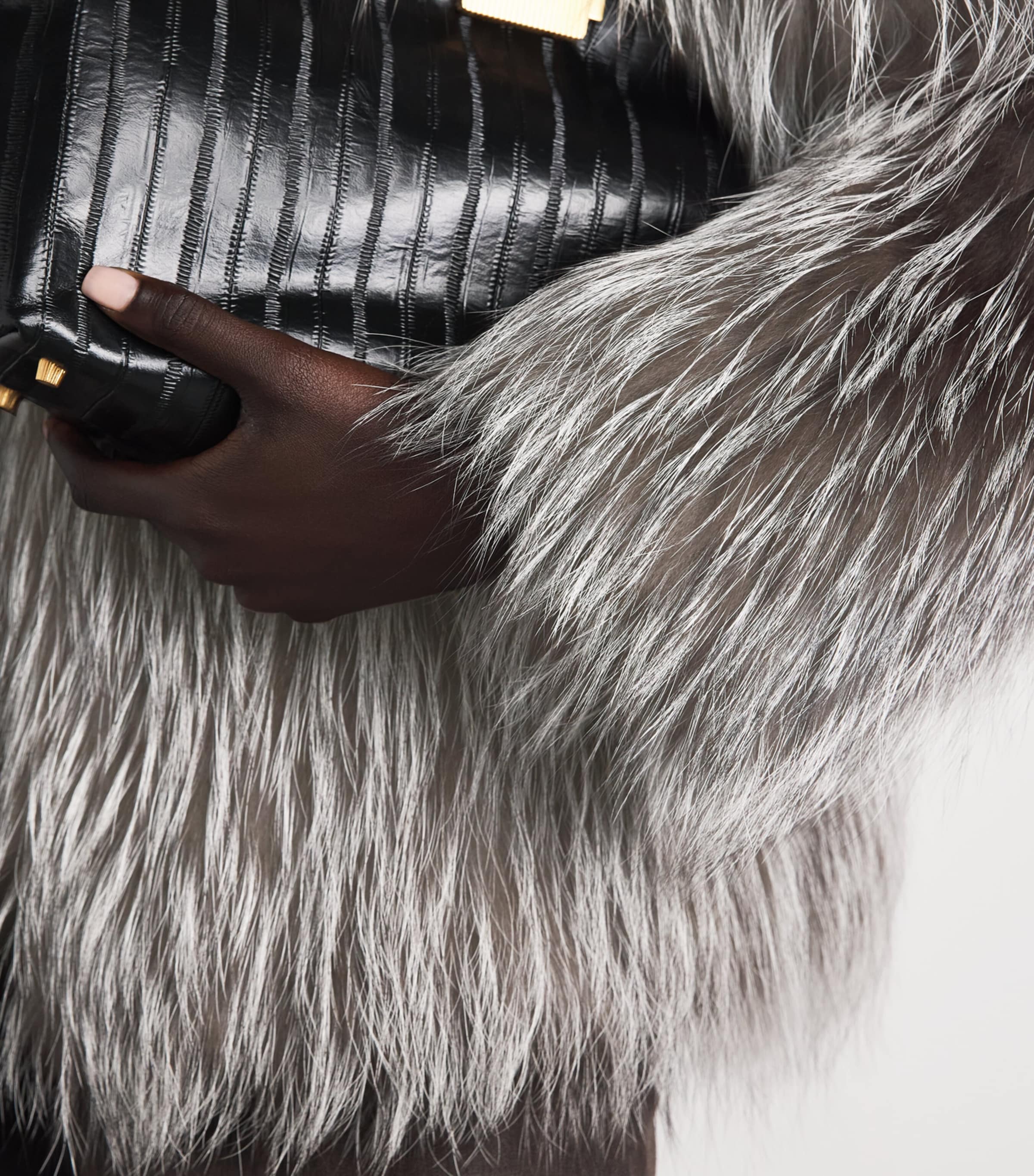 Yves Salomon Womens Fox Fur Coat Silve Image 3