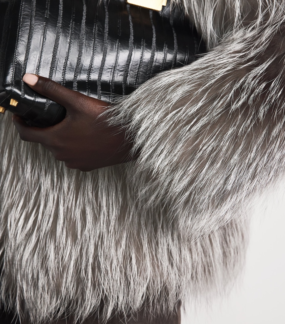 Yves Salomon Womens Fox Fur Coat Silve Image 3