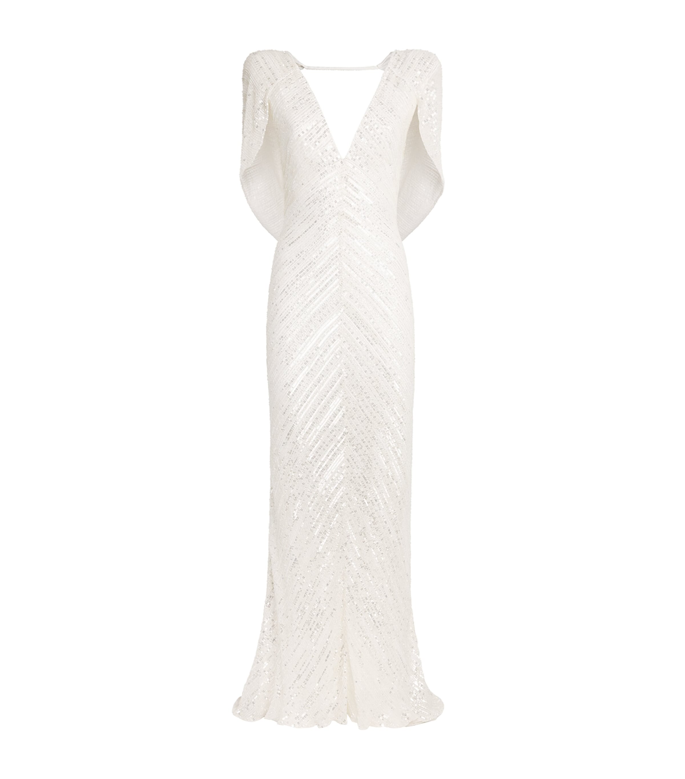 Jenny Packham Womens Sequin Fiore Gown Ivory Image 1