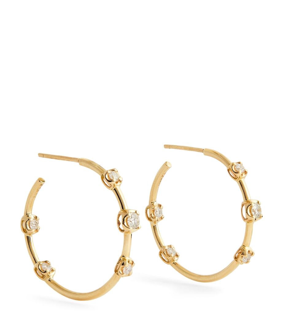 Yellow Gold and Diamond Sophia Hoop Earrings YELLOW GOLD Image 1