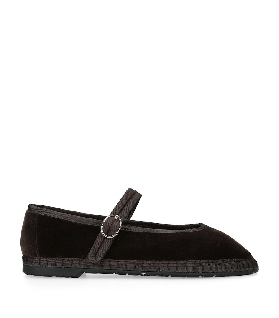 Flabelus Velvet Pierre Mary Jane Flats Dark Brown Image 1