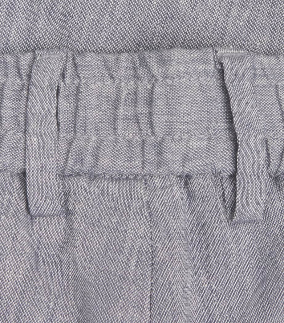 BOSS Mens Linen-Blend Drawstring Shorts Open Blue Image 6