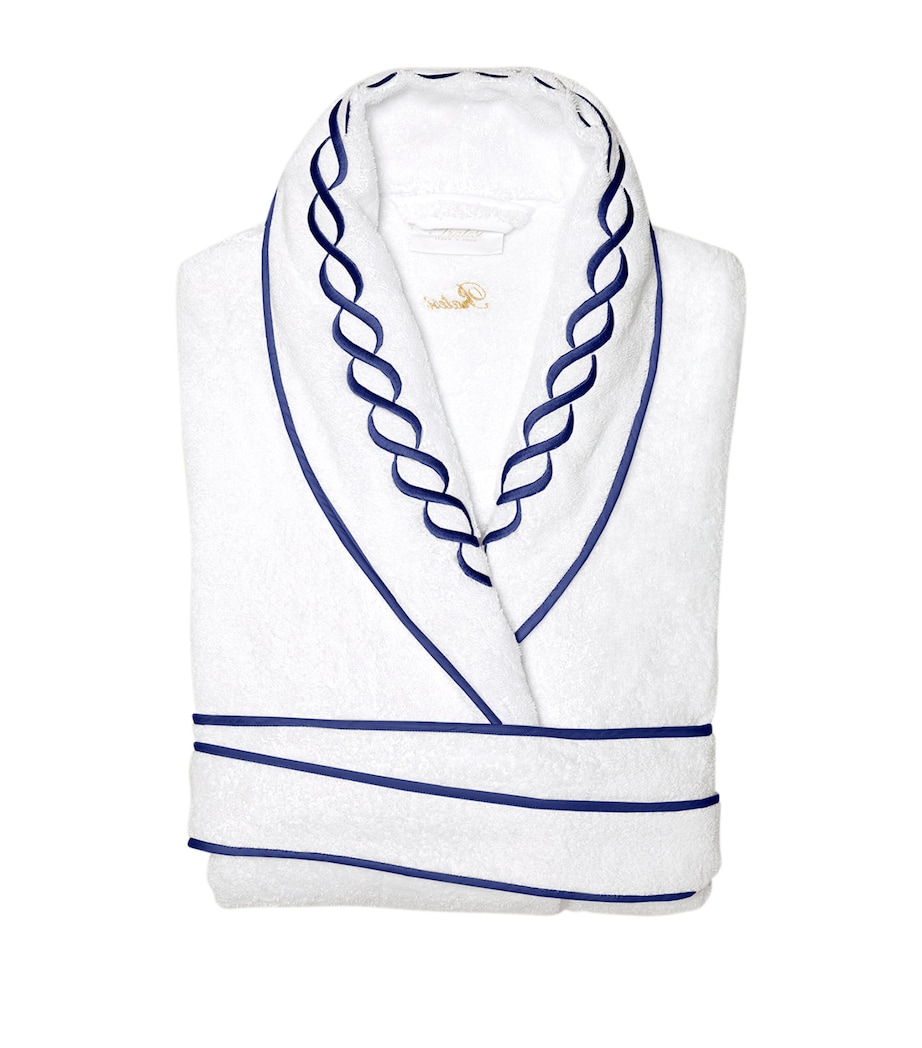 Cotton Treccia Bathrobe (Medium) WHITE/NAVY Image 1
