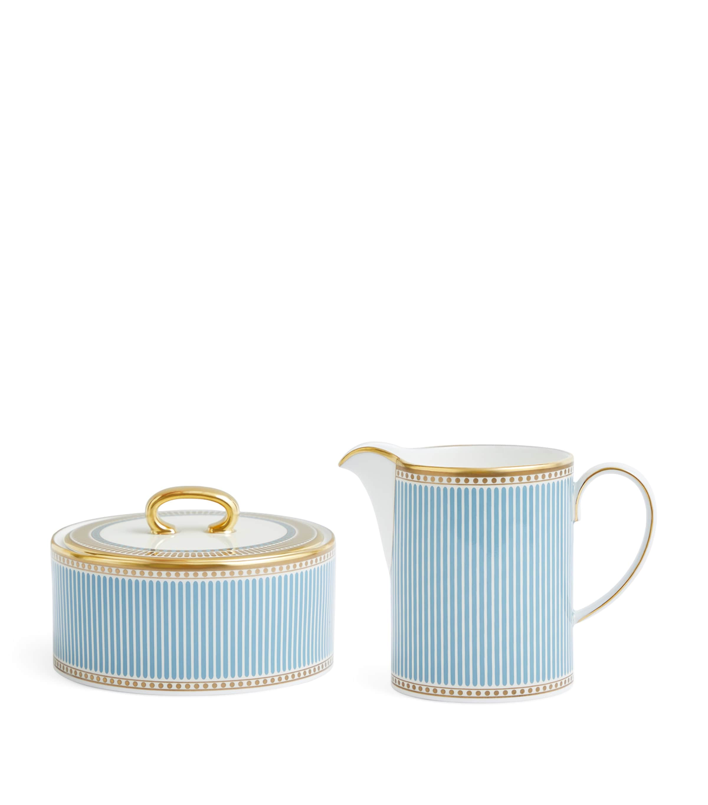 Wedgwood Helia Bone China Sugar Bowl And Creamer Set Of Two In Green