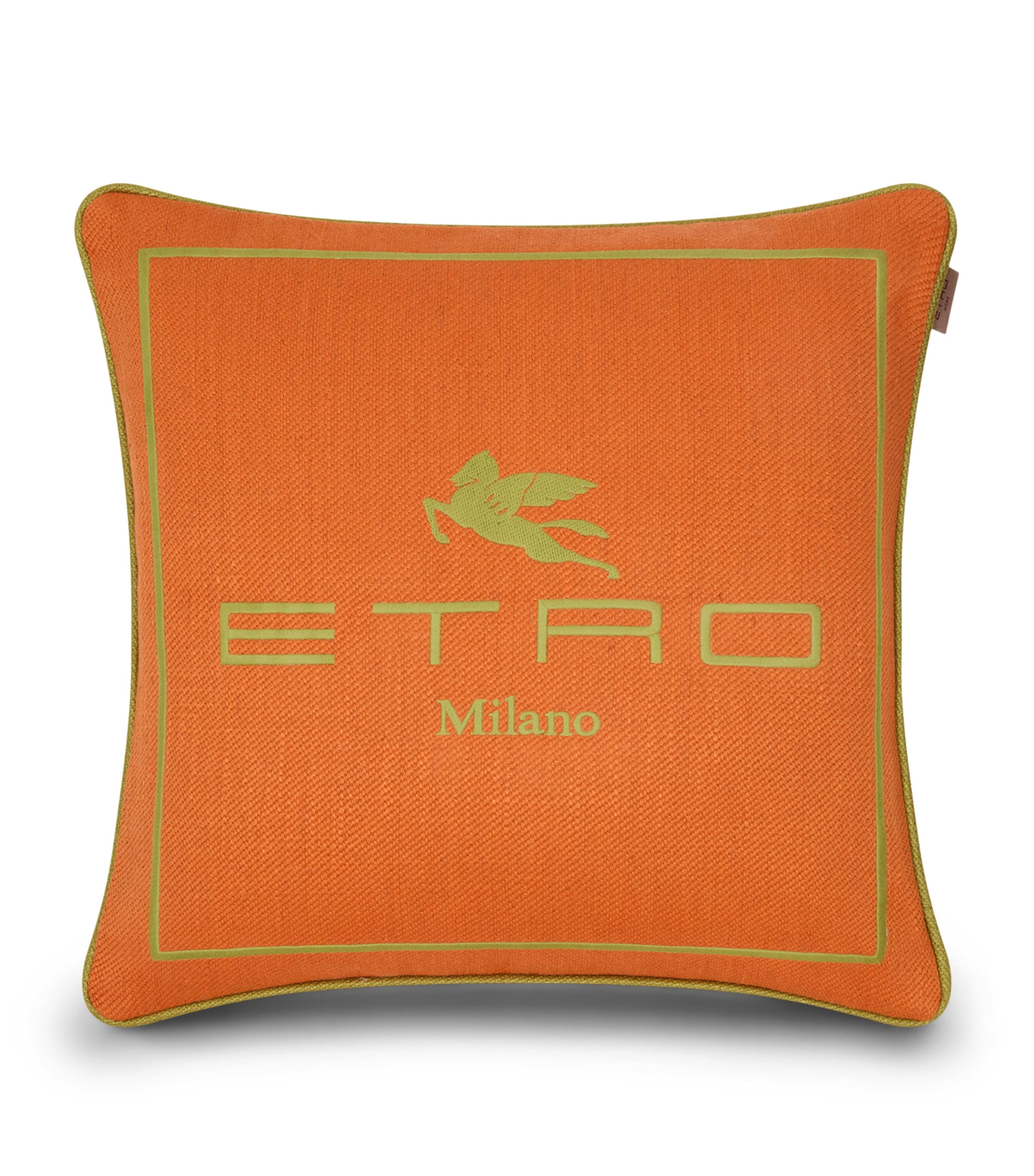 Etro Linen Embroidered Emila Cushion In Orange