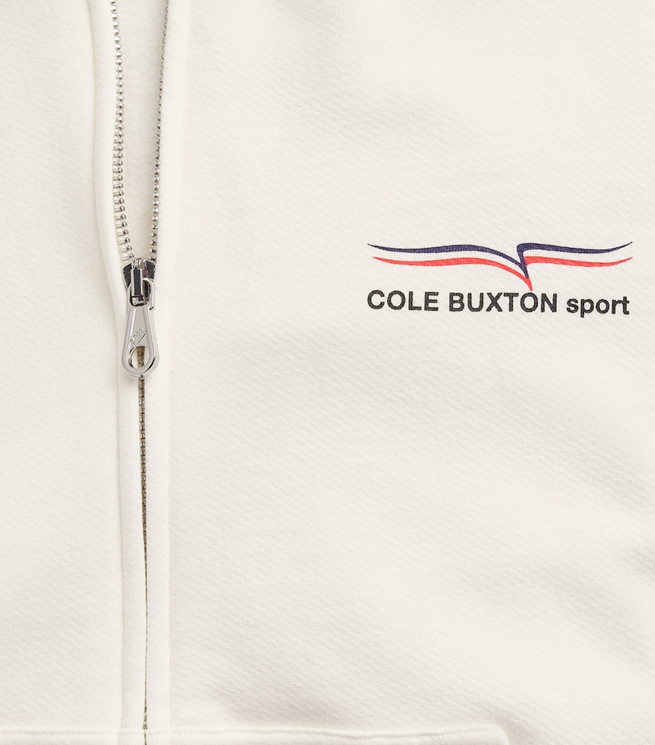 COLE BUXTON Mens Cotton Sport Zip-Up Hoodie Vintage White Image 6