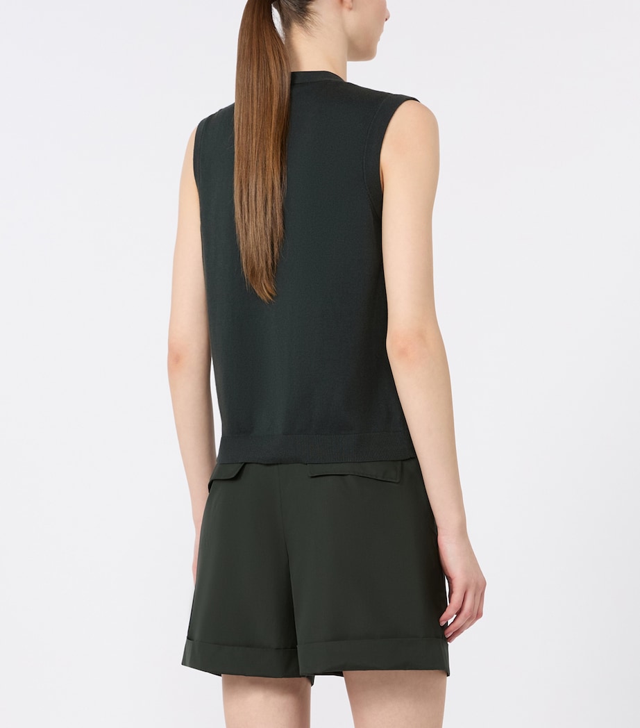 Max Mara Womens Cotton-Cashmere-Silk Sweater Vest Dark Green Image 4