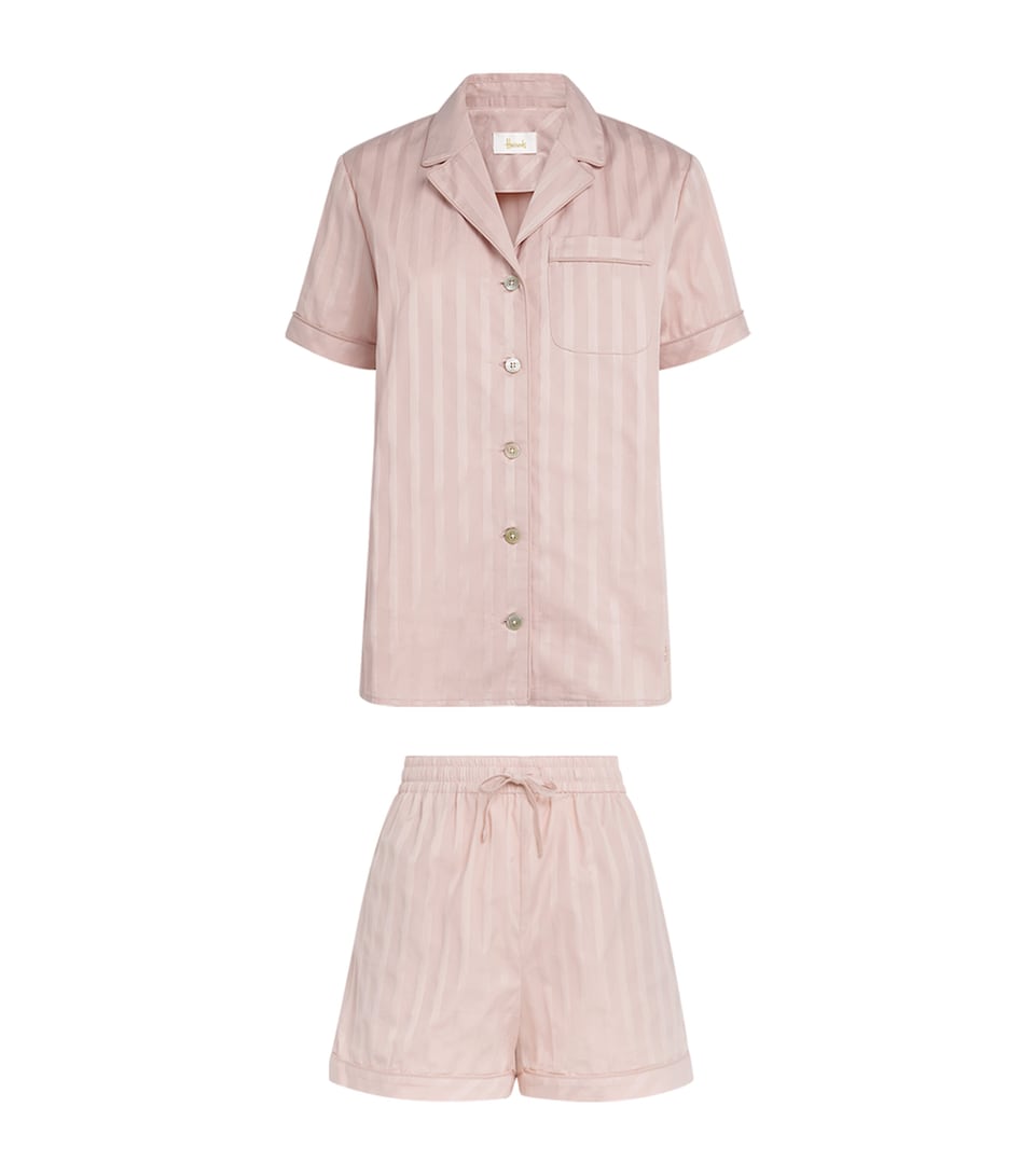 Harrods Cotton Stripe Short Pyjama Set Pink