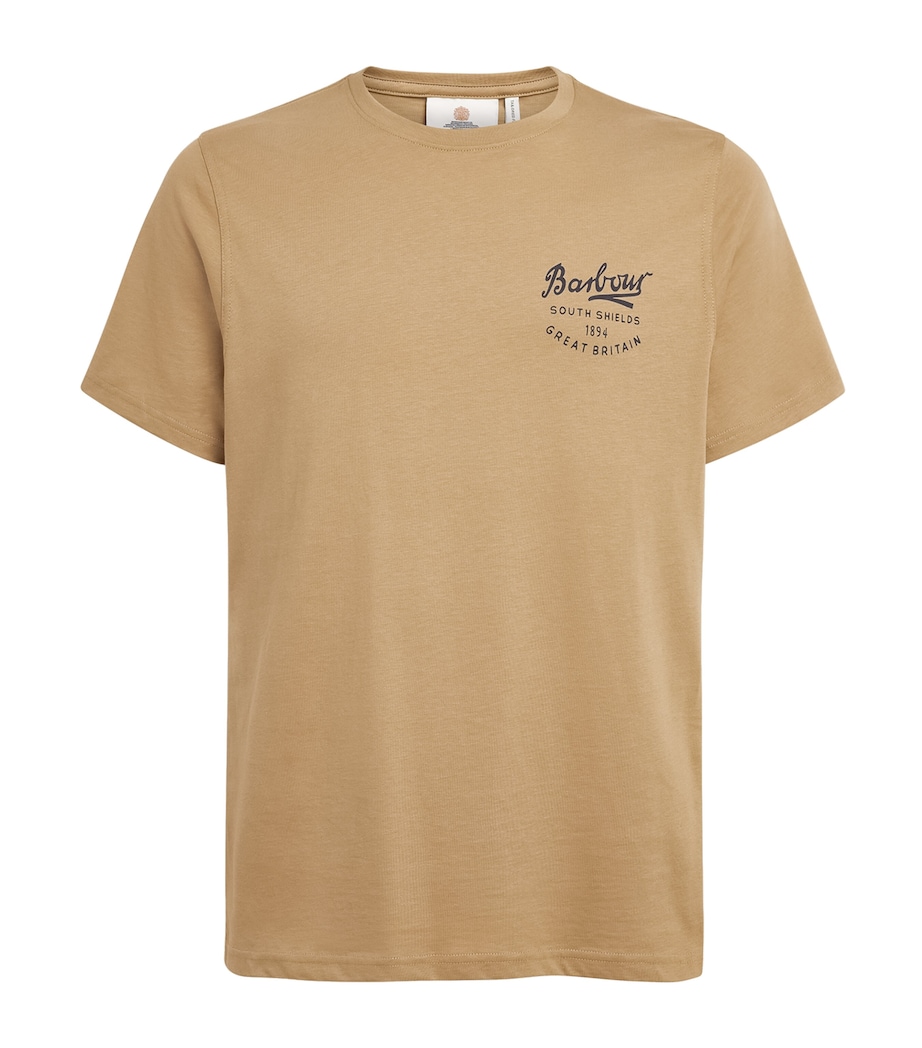 Barbour Mens Cotton Script Graphic T-Shirt Stone Image 1