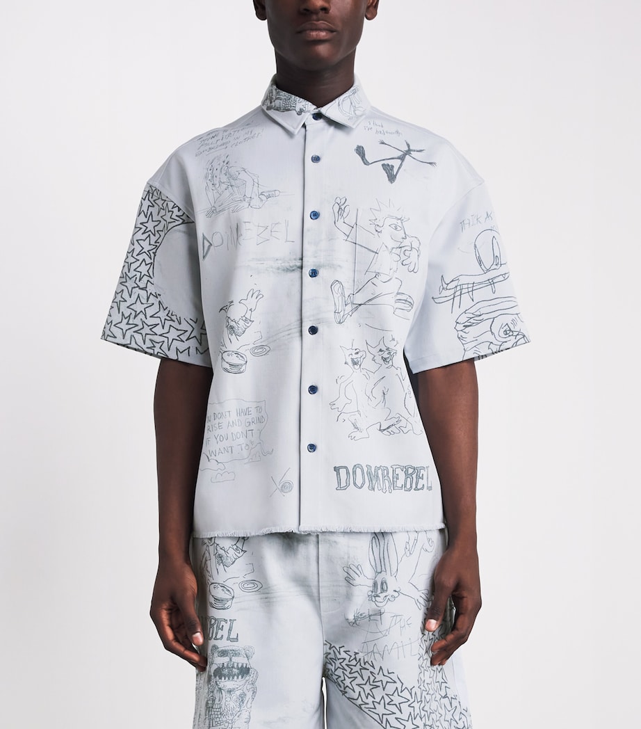 DOMREBEL Mens Sketchy Short-Sleeve Shirt Blue Image 4