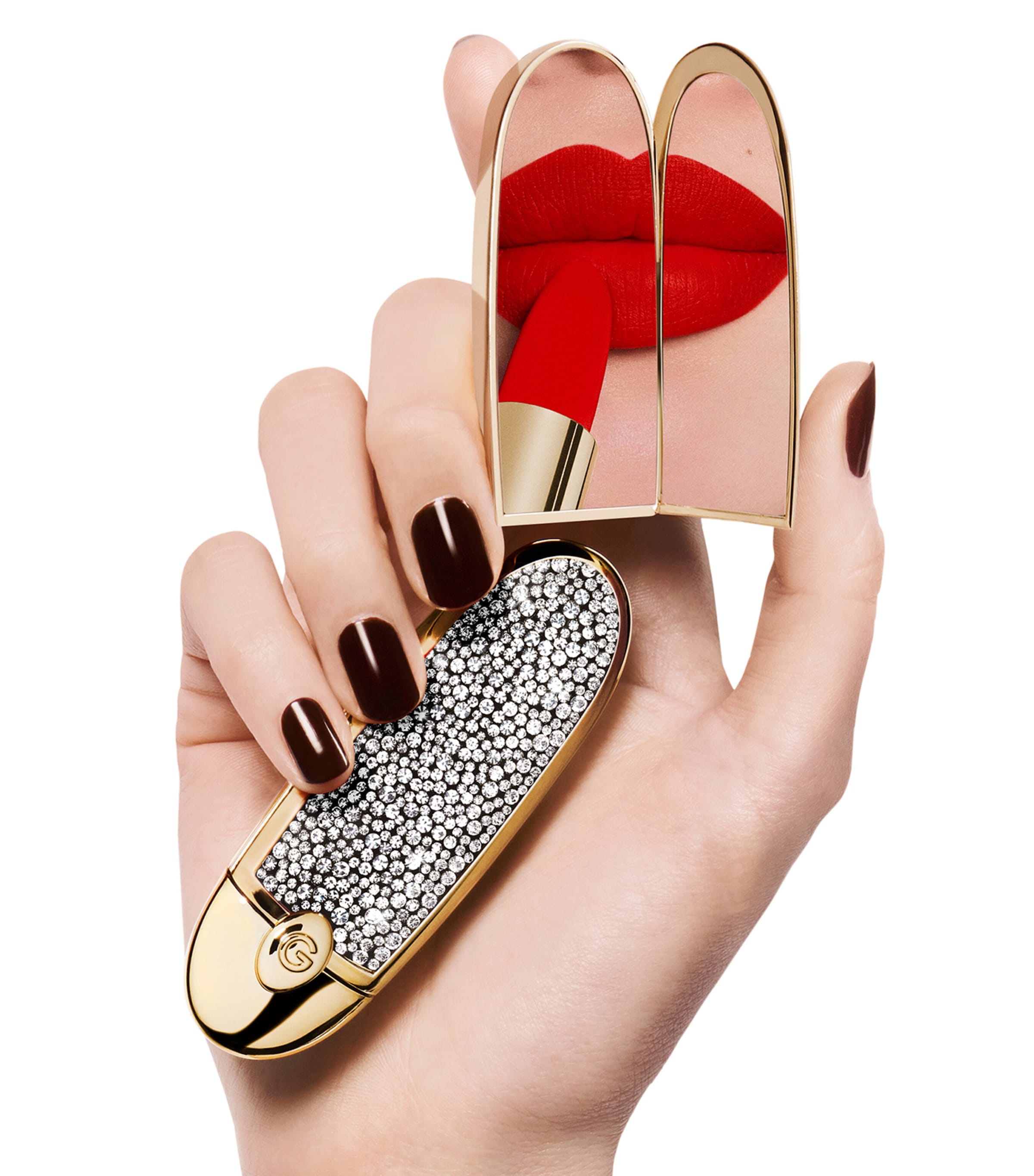 Crystal-Embellished Rouge G Lipstick Case LE STRASSE Image 3