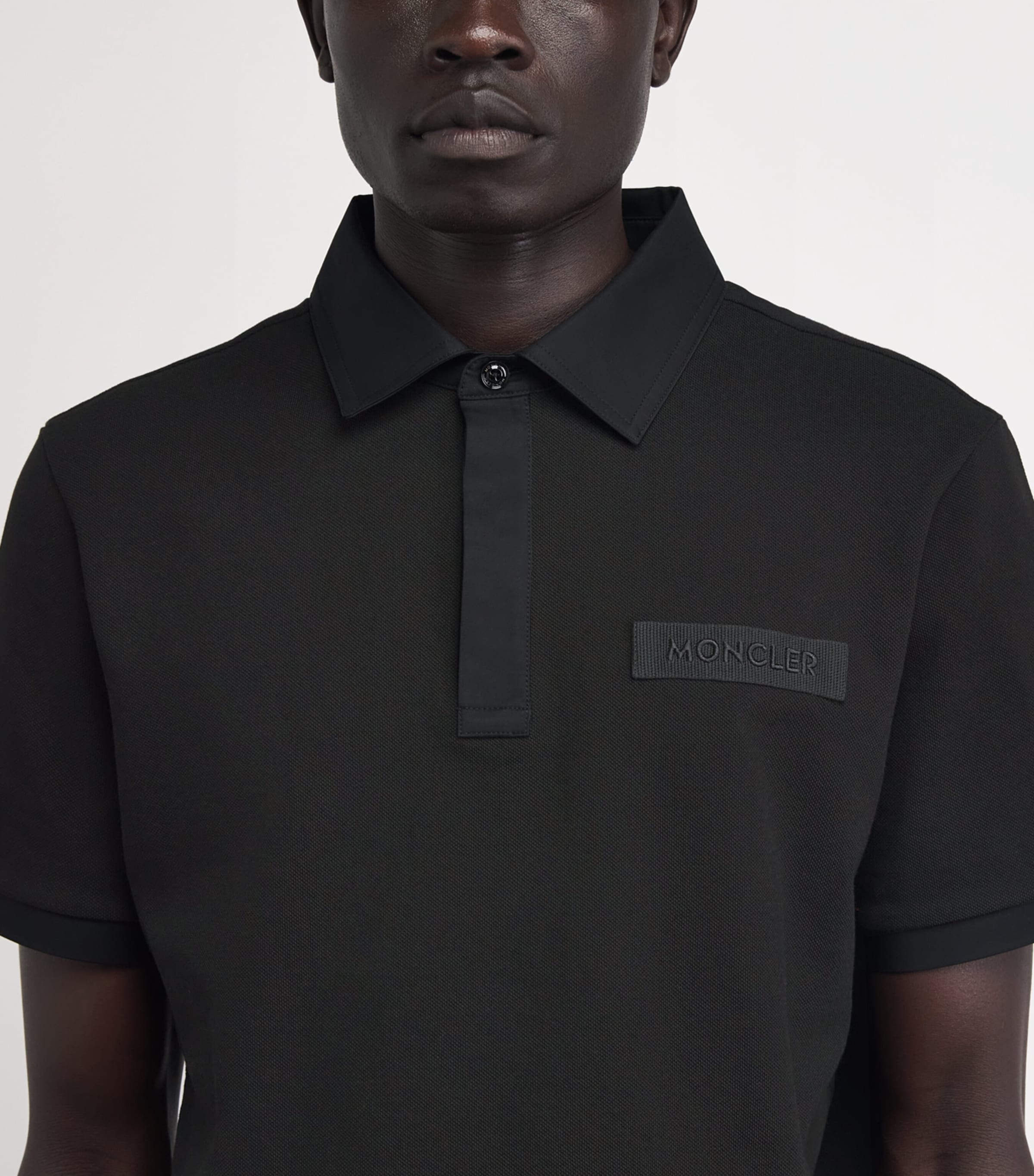 Moncler Mens Piqué Cotton Logo Shirt Image 3