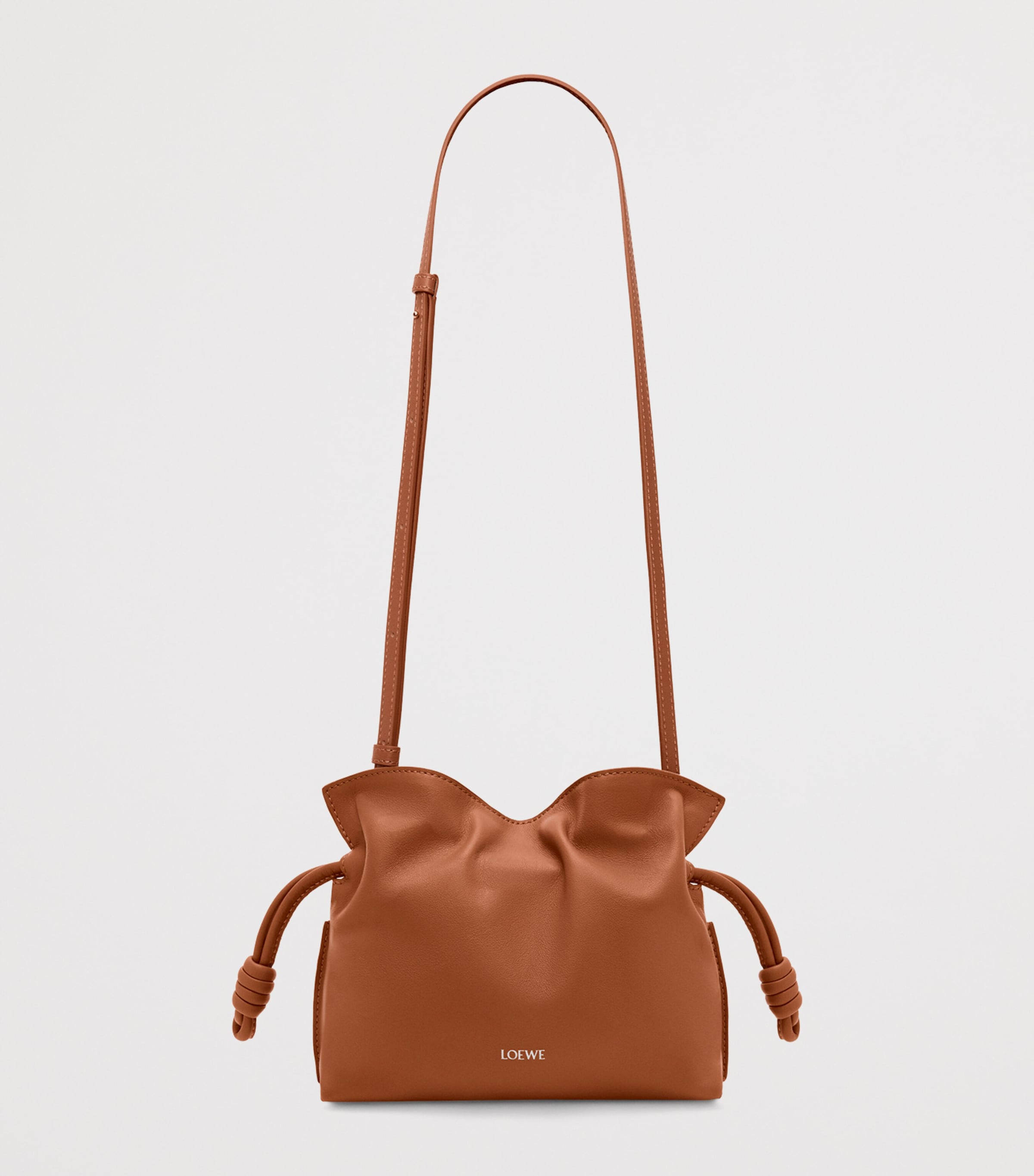 Mini Leather Flamenco Clutch Shoulder Bag SQUIRREL Image 4