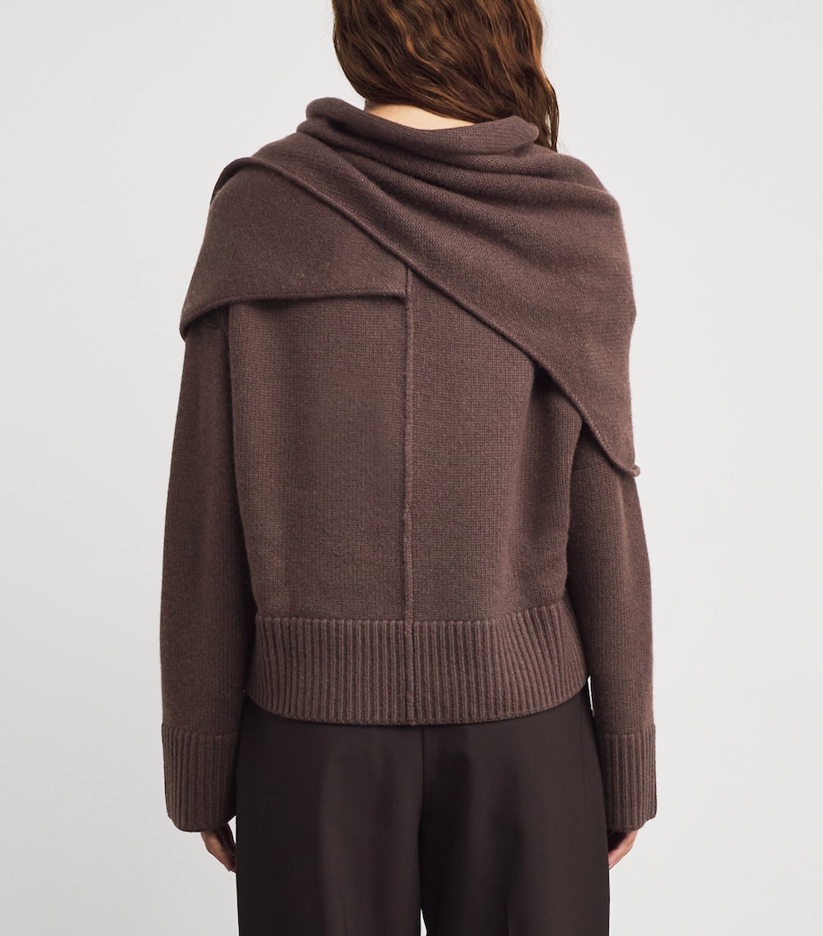 Wool-Cashmere Elson Scarf Sweater CHOCOLATE Image 4
