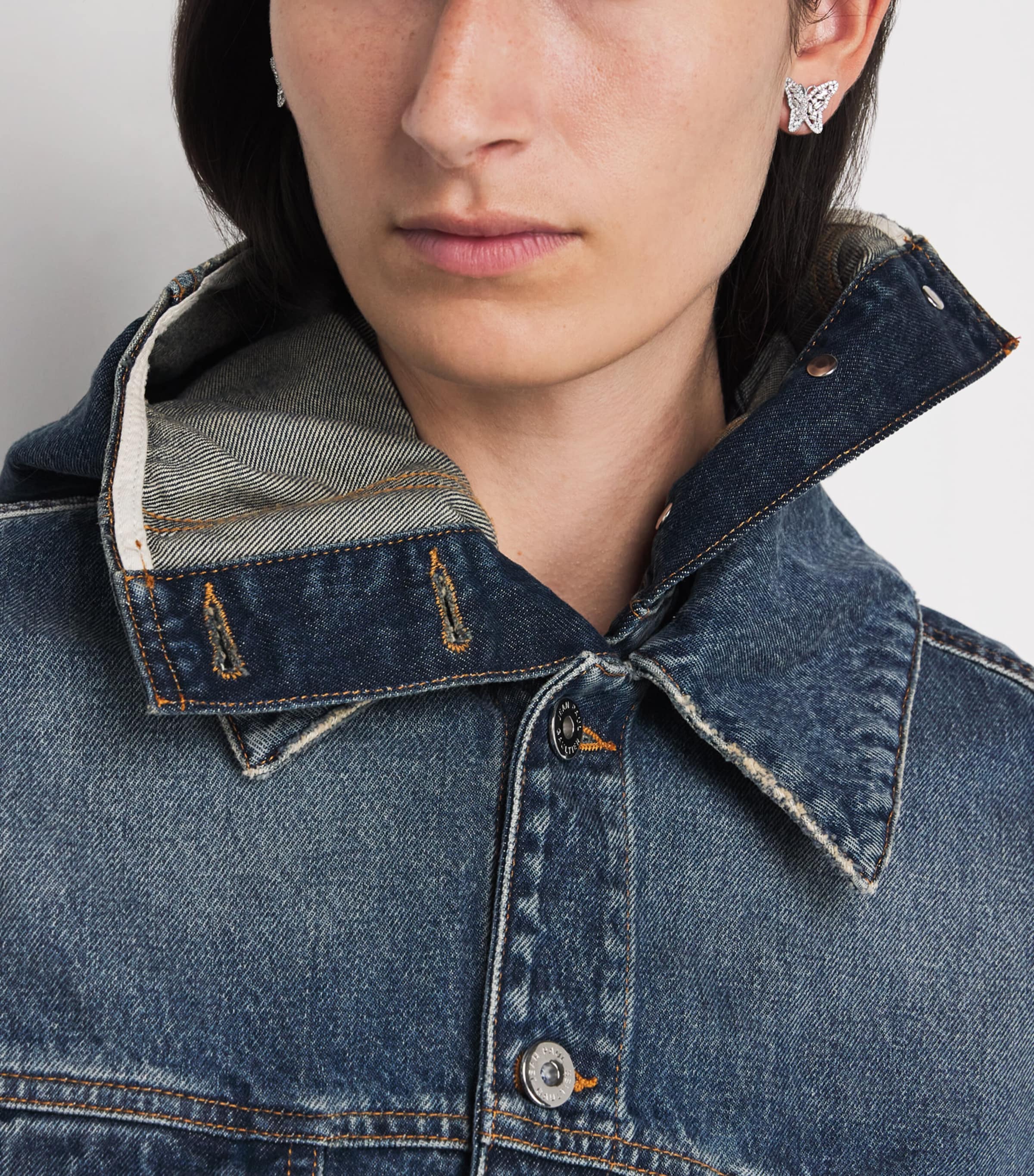 White Gold and Diamond Bold Butterfly Stud Earrings 18K WG/WD Image 2