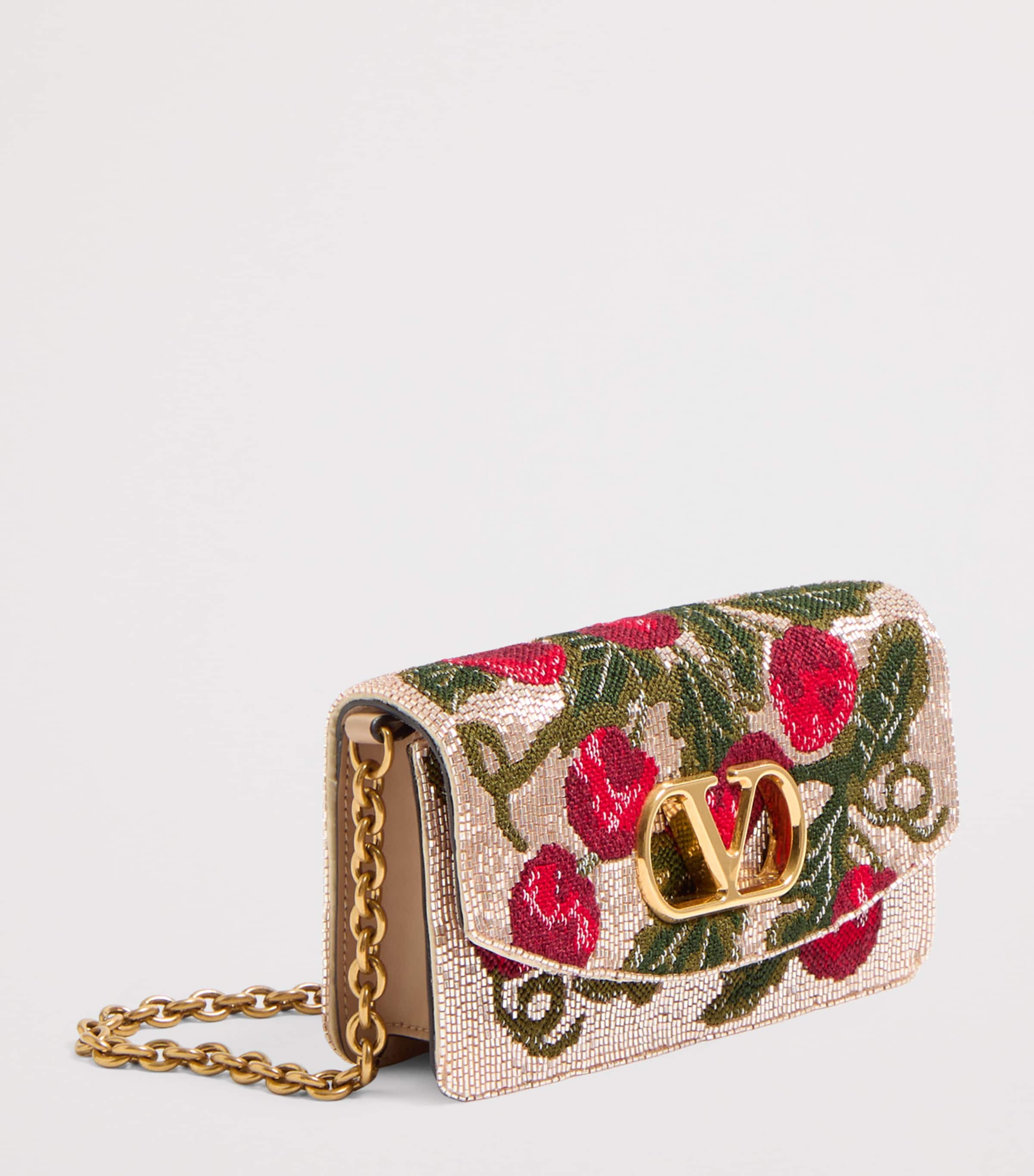 Valentino Garavani Small Silk Vain Cherry Clutch Bag