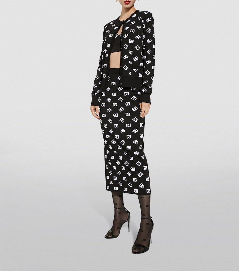 Knit Monogram Skirt N0004-BLACK/WHITE Image 4