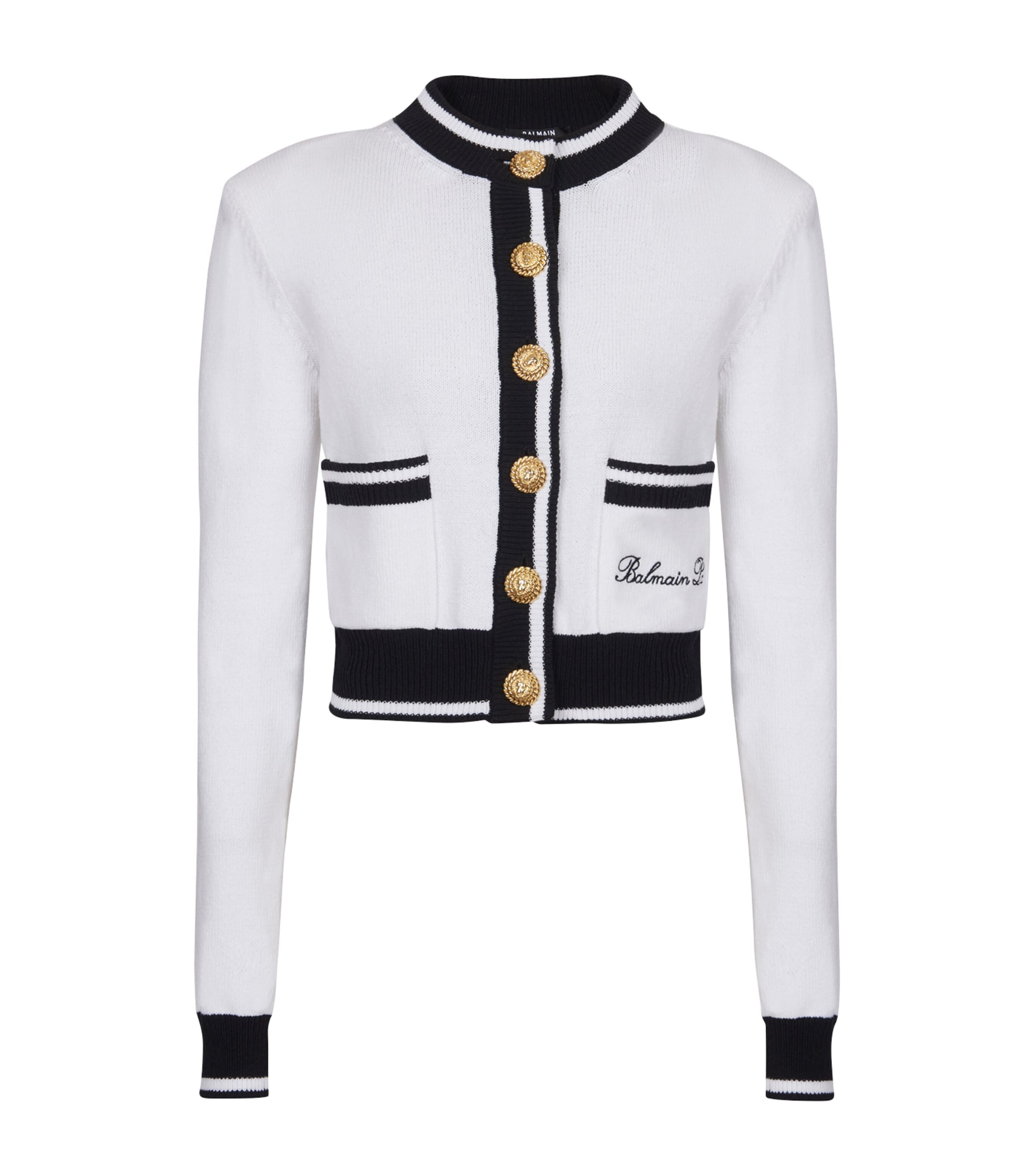 Balmain Signature Logo-embroidered Cardigan In White