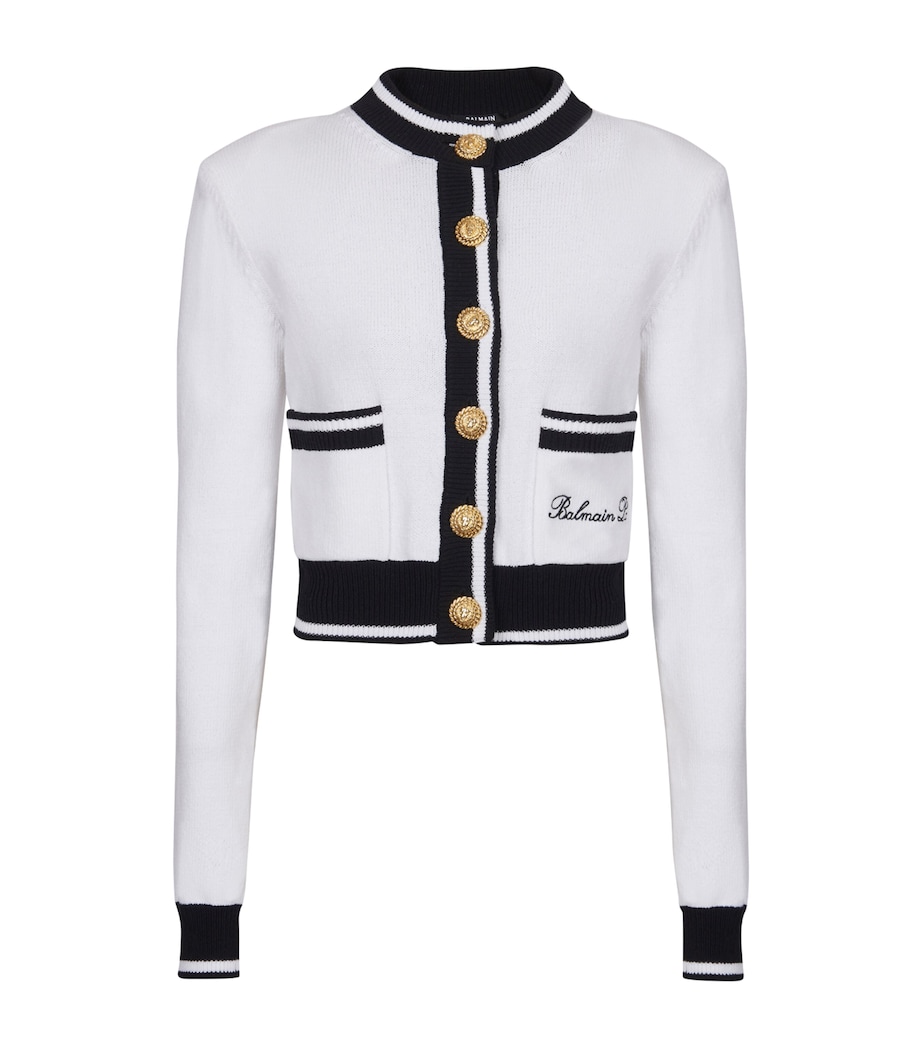 Signature Button-Detail Cardigan GAB BLANC/NOIR Image 1