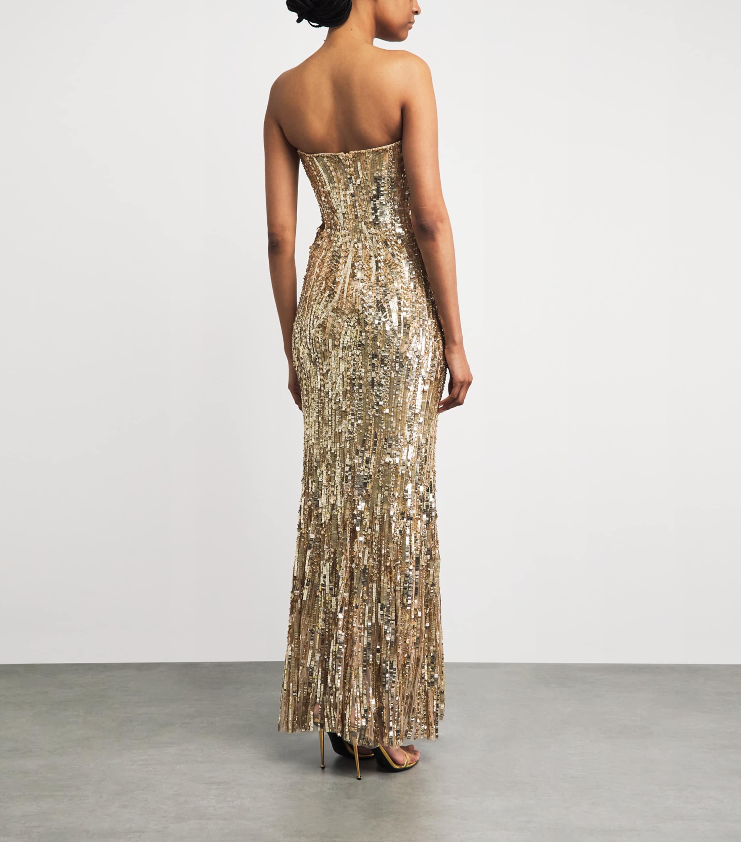 Jenny Packham Womens Embellished Euphoria Gown Illusion Image 4