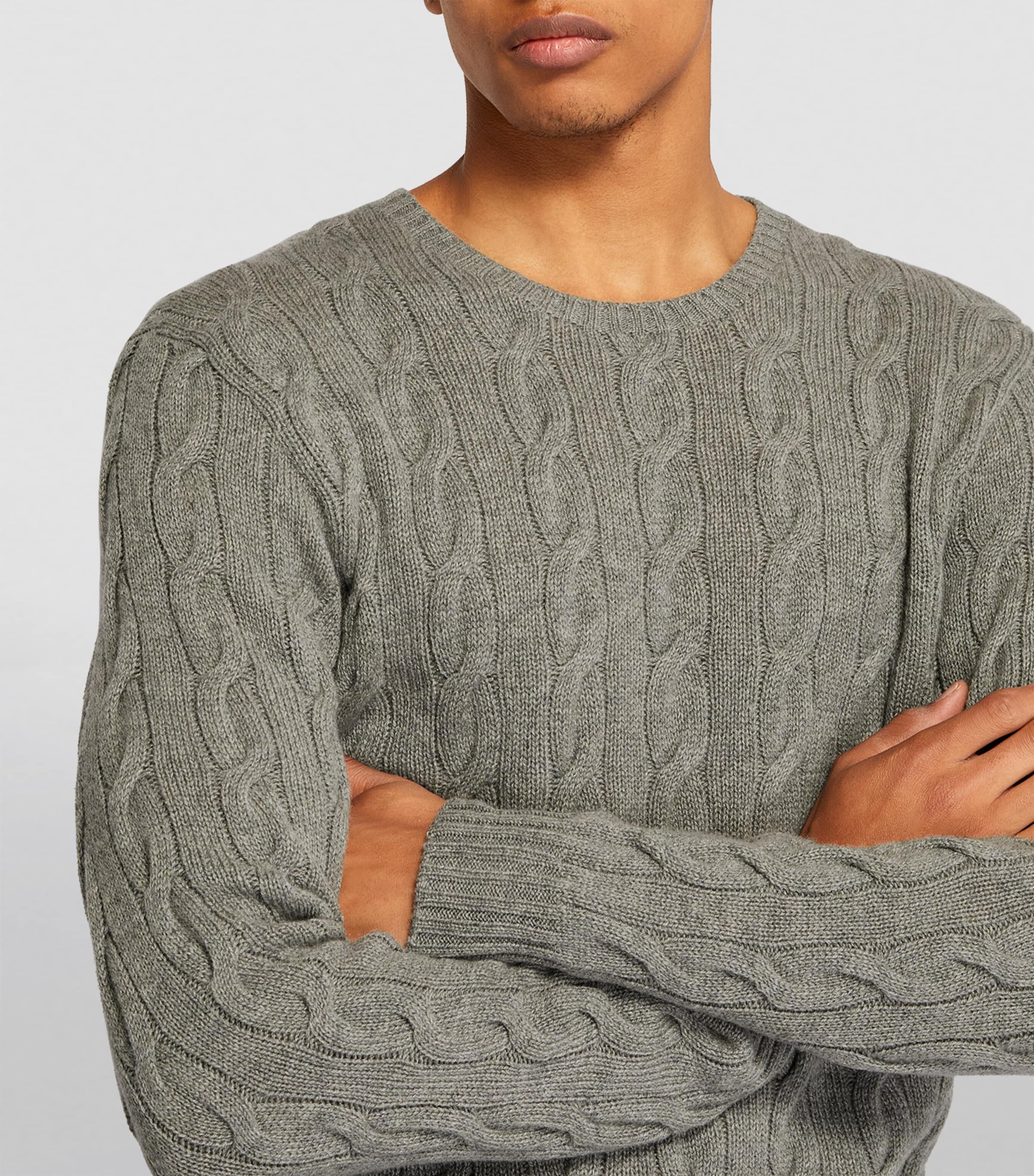 Ralph Lauren Purple Label Grey Cashmere Cable-Knit Sweater