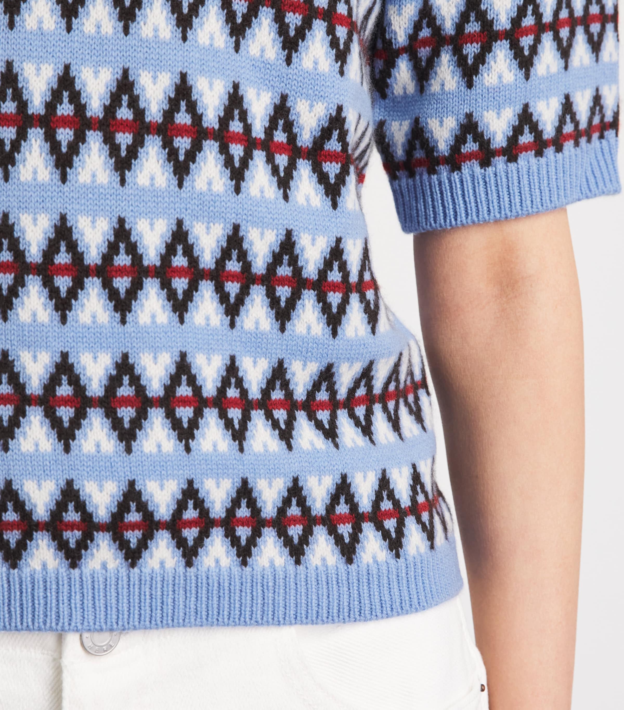 FRAME Womens Cashmere Fair Isle Sweater Eriwinkle Fairisle Image 3