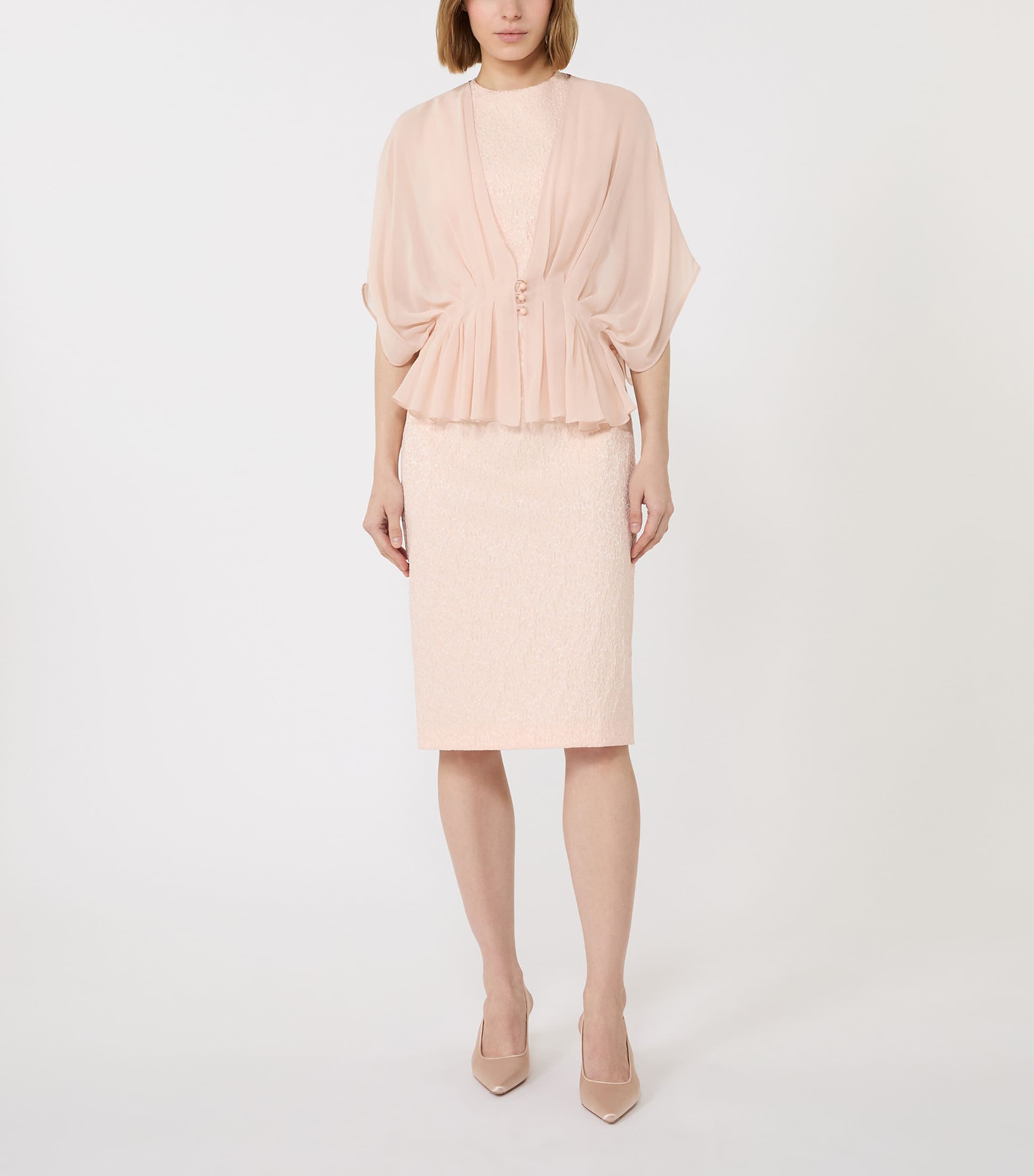 Max Mara Womens Silk Plunge Neck Cape Beige Pink Image 4