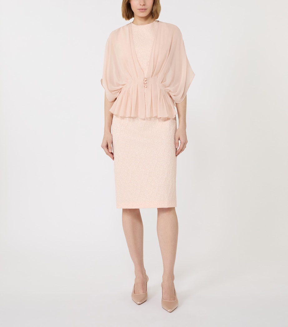 Max Mara Womens Silk Plunge Neck Cape Beige Pink Image 4