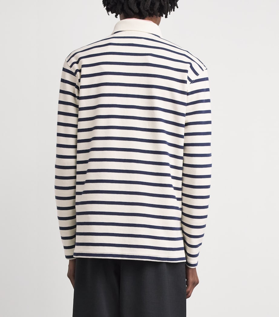 Junya Watanabe MAN Mens Cotton Stripe Polo Shirt Ntrl/navy Image 5