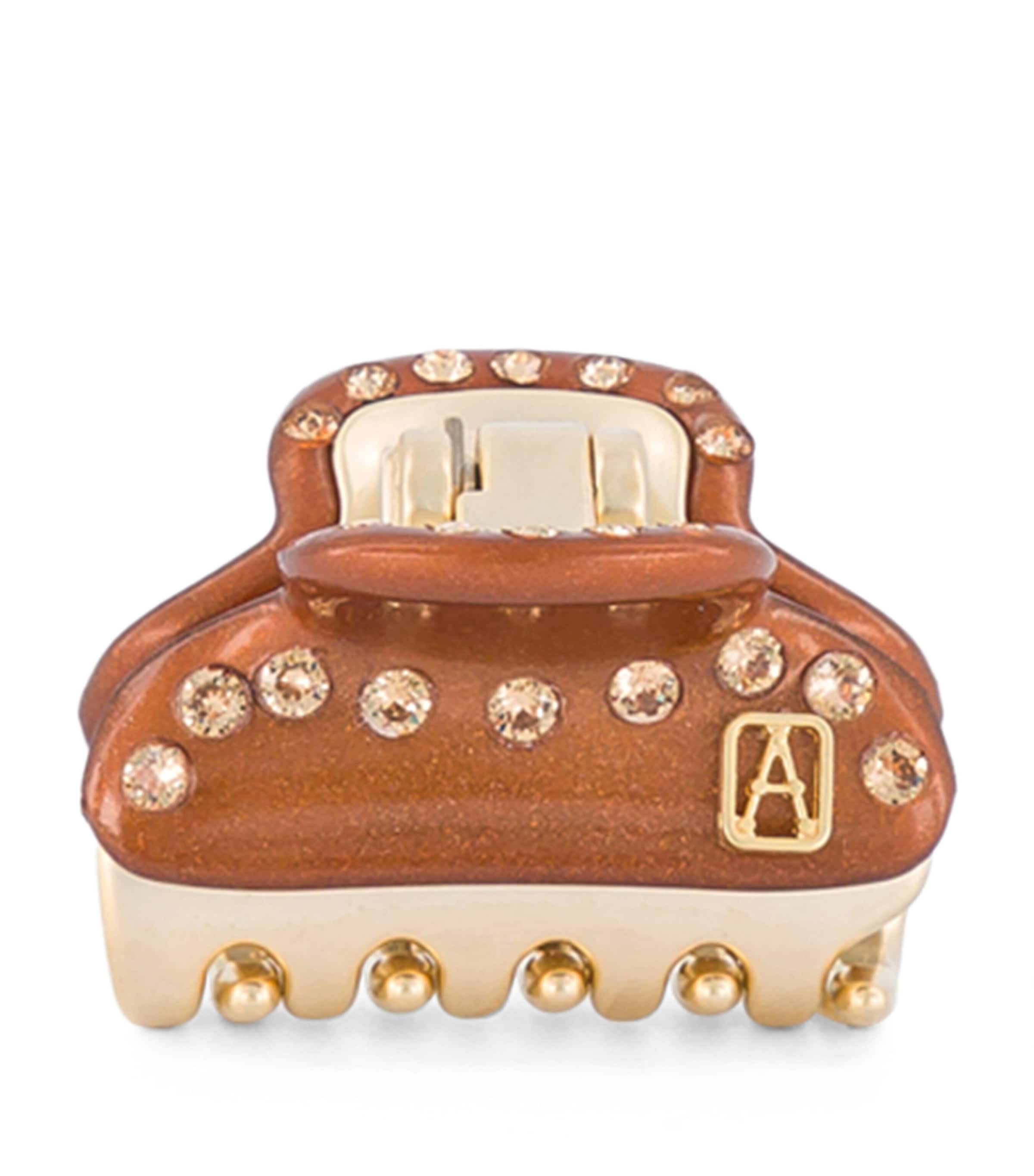 Alexandre de Paris Gold-Plated Crystal-Embellished Claw Hair Clip Pail Brun/or Image 1