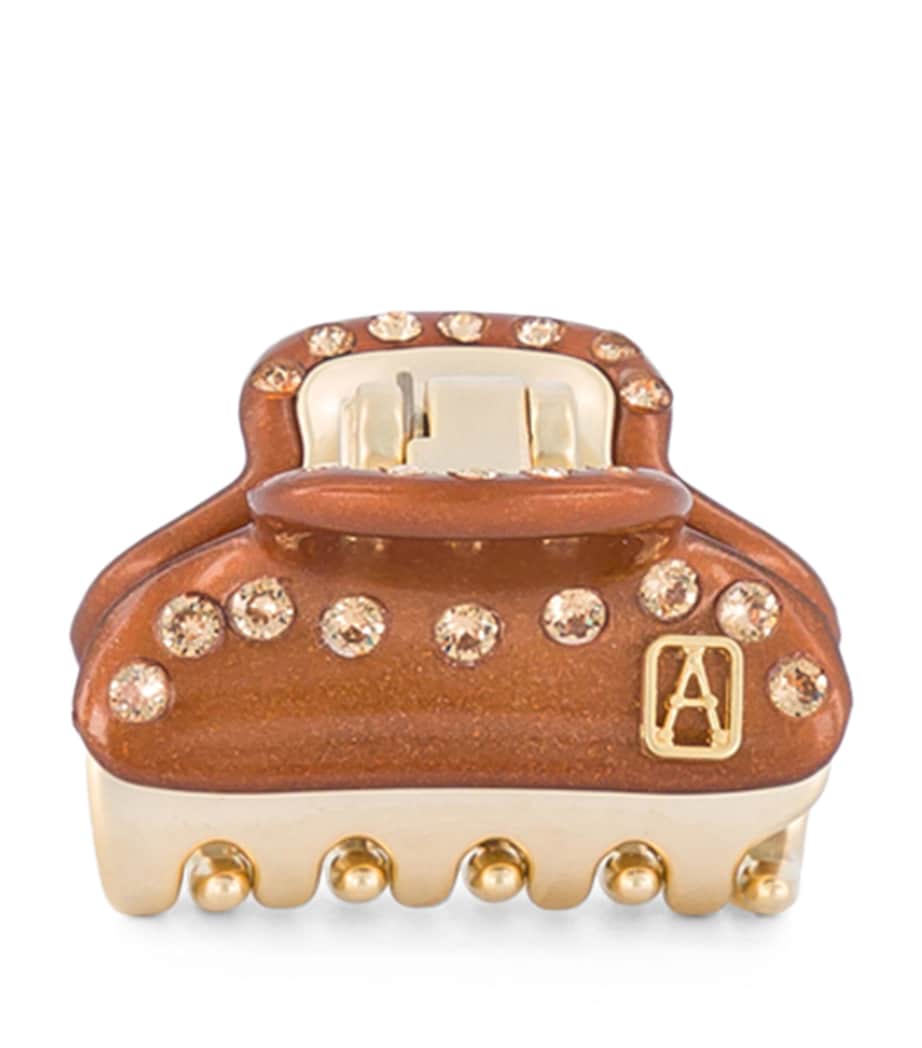 Alexandre de Paris Gold-Plated Crystal-Embellished Claw Hair Clip Pail Brun/or Image 1