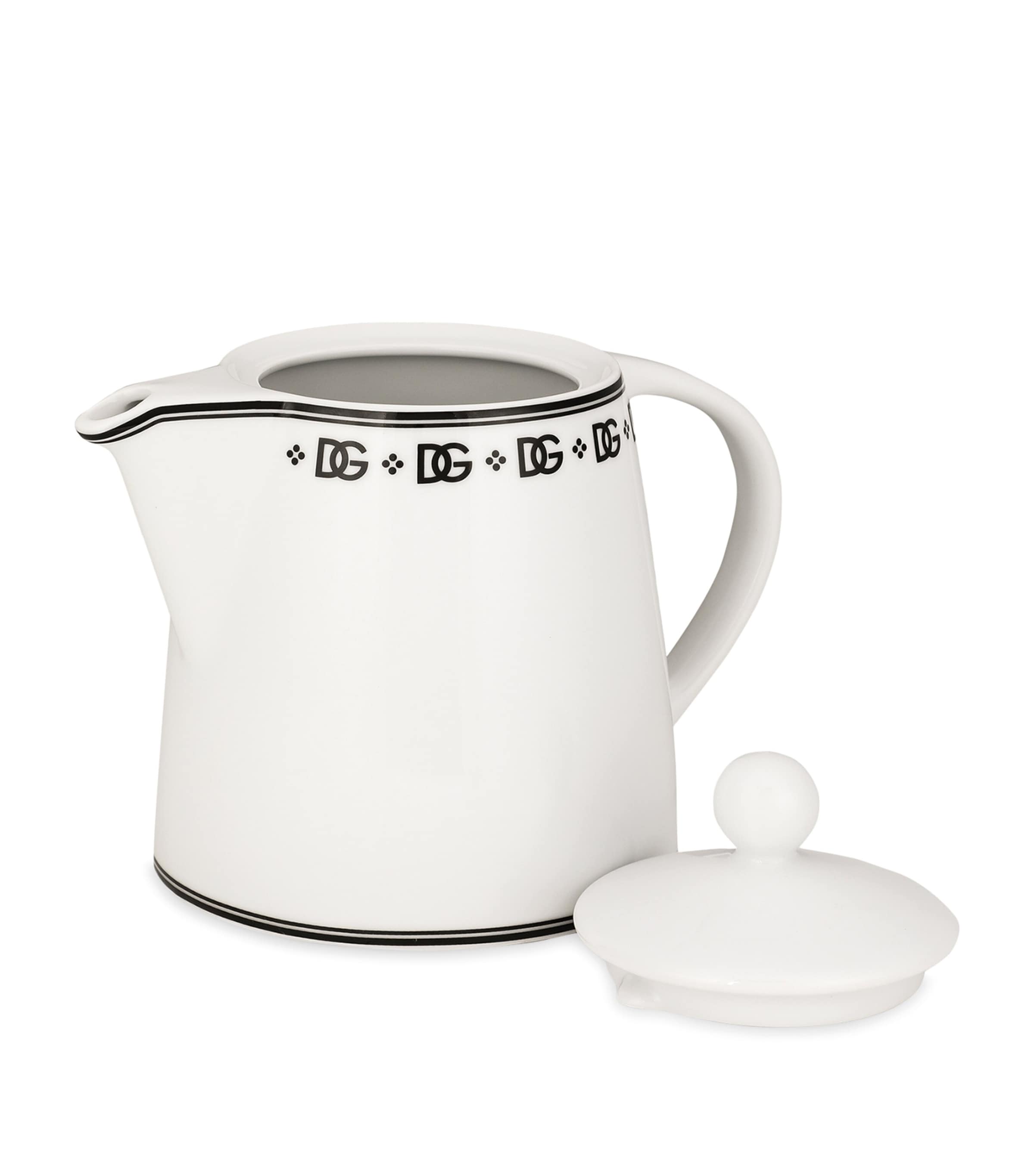 Dolce&Gabbana Casa Porcelain DG Logo Teapot Dg Logo Bordo Image 4