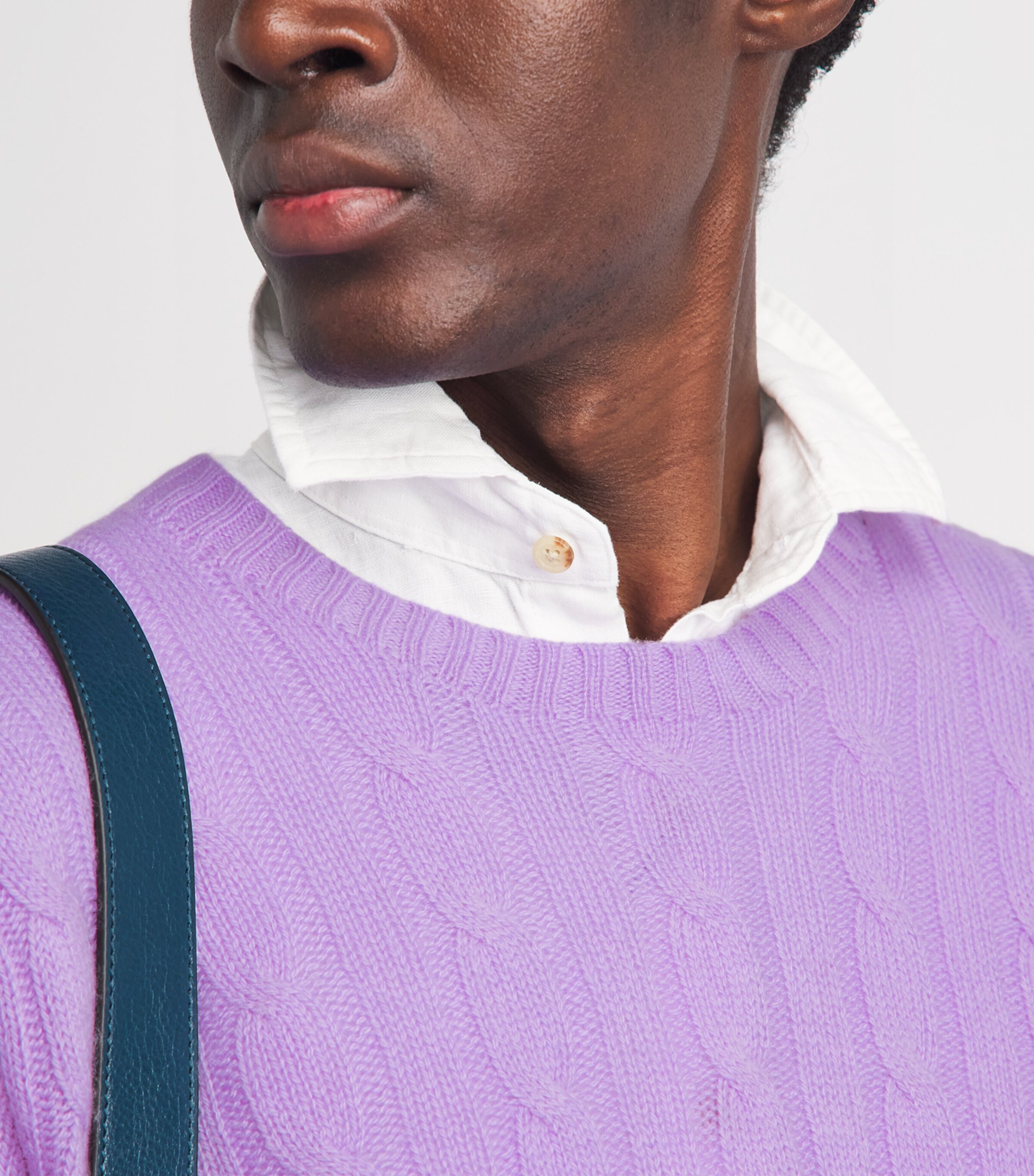 Polo Ralph Lauren Mens Cashmere Cable-Knit Sweater Tanzanite Purple Image 3