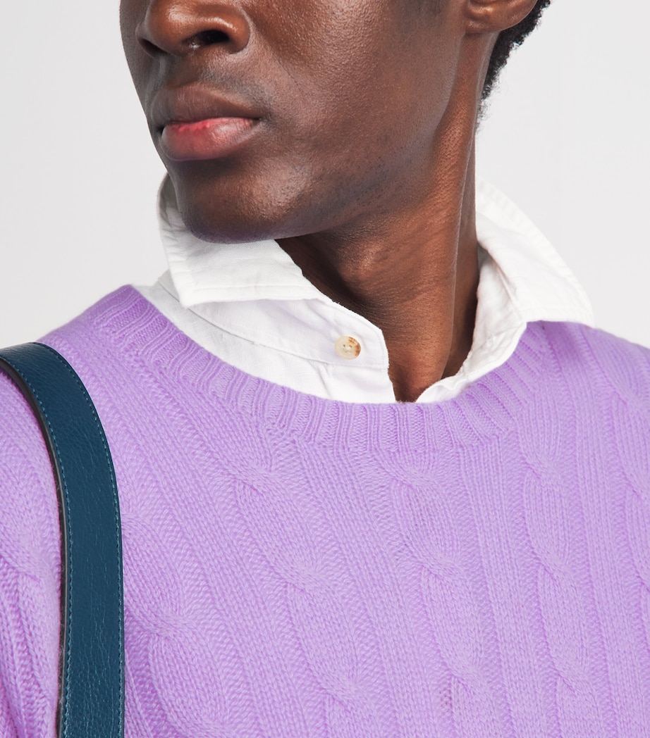 Polo Ralph Lauren Mens Cashmere Cable-Knit Sweater Tanzanite Purple Image 3